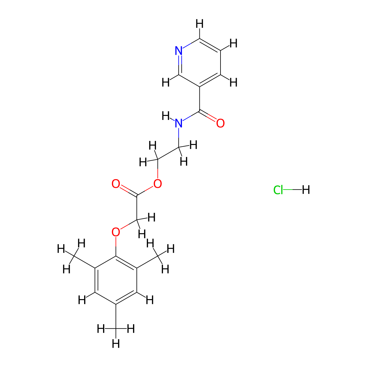2-[(3-Pyridinylcarbonyl)amino]ethyl (mesityloxy)acetate hydrochloride molecular structure, CAS 474262-41-4