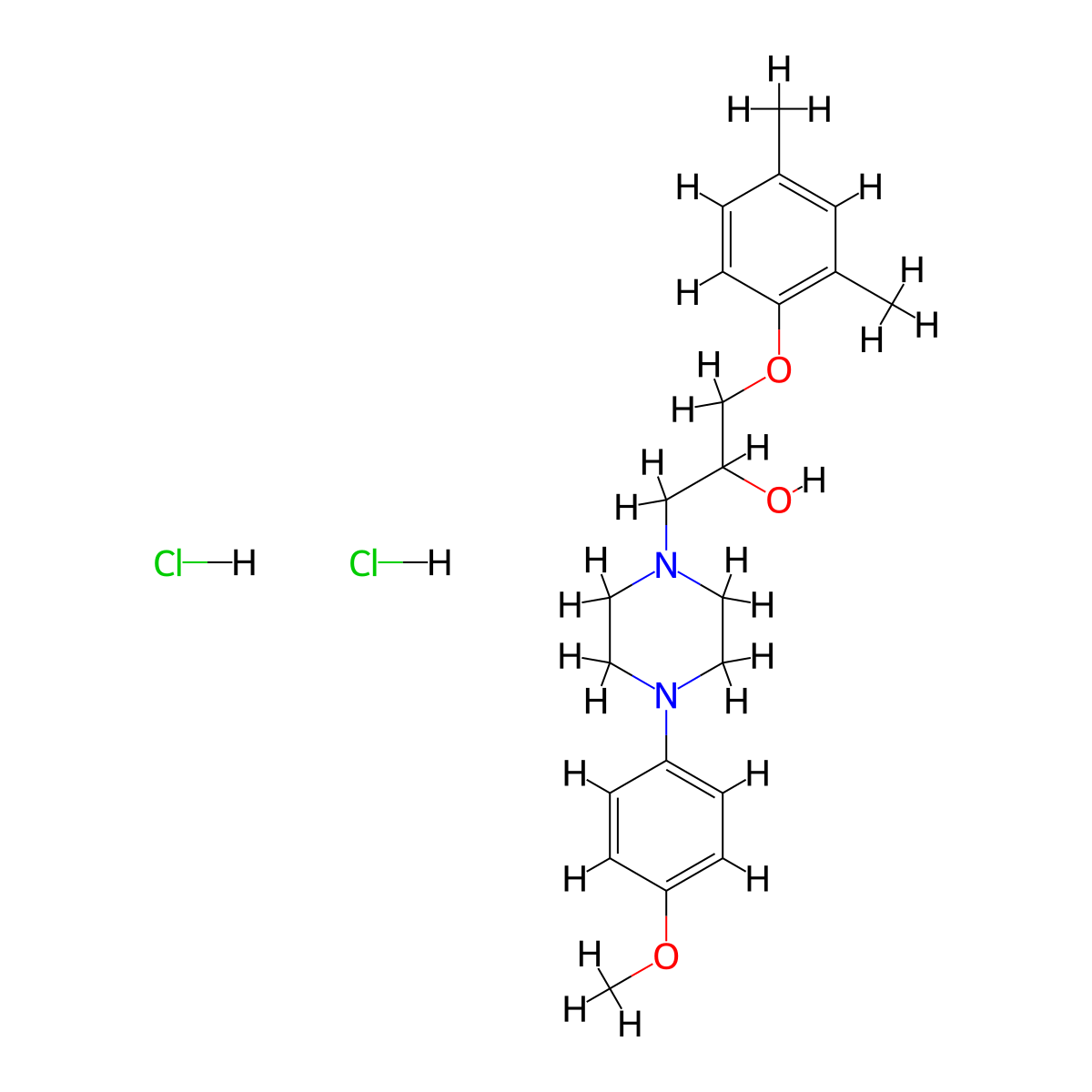 1-(2,4-dimethylphenoxy)-3-[4-(4-methoxyphenyl)piperazin-1-yl]propan-2-ol Dihydrochloride molecular structure, CAS 474263-02-0