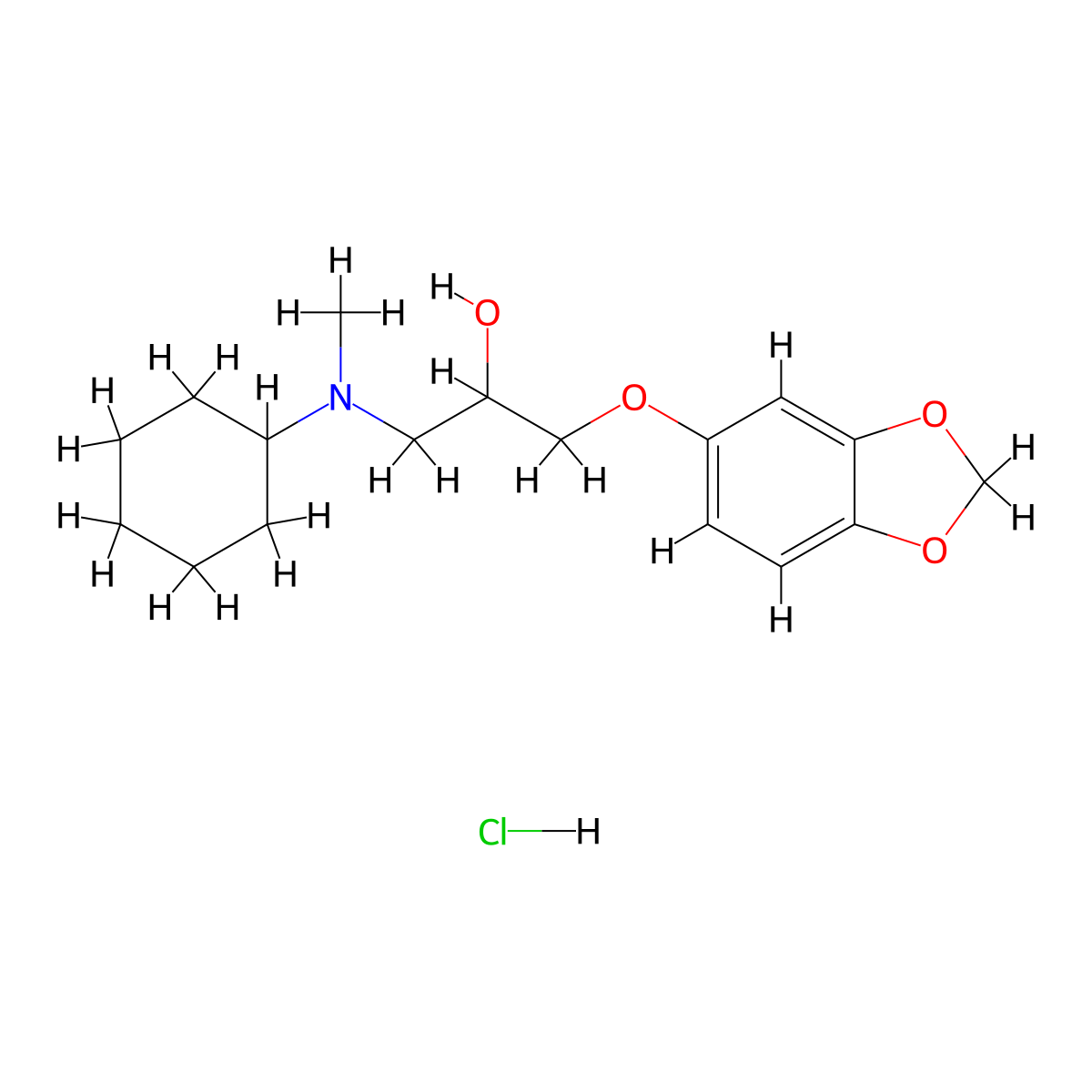 1-(Benzo[d][1,3]dioxol-5-yloxy)-3-(cyclohexyl(methyl)amino)propan-2-ol hydrochloride molecular structure, CAS 474263-04-2