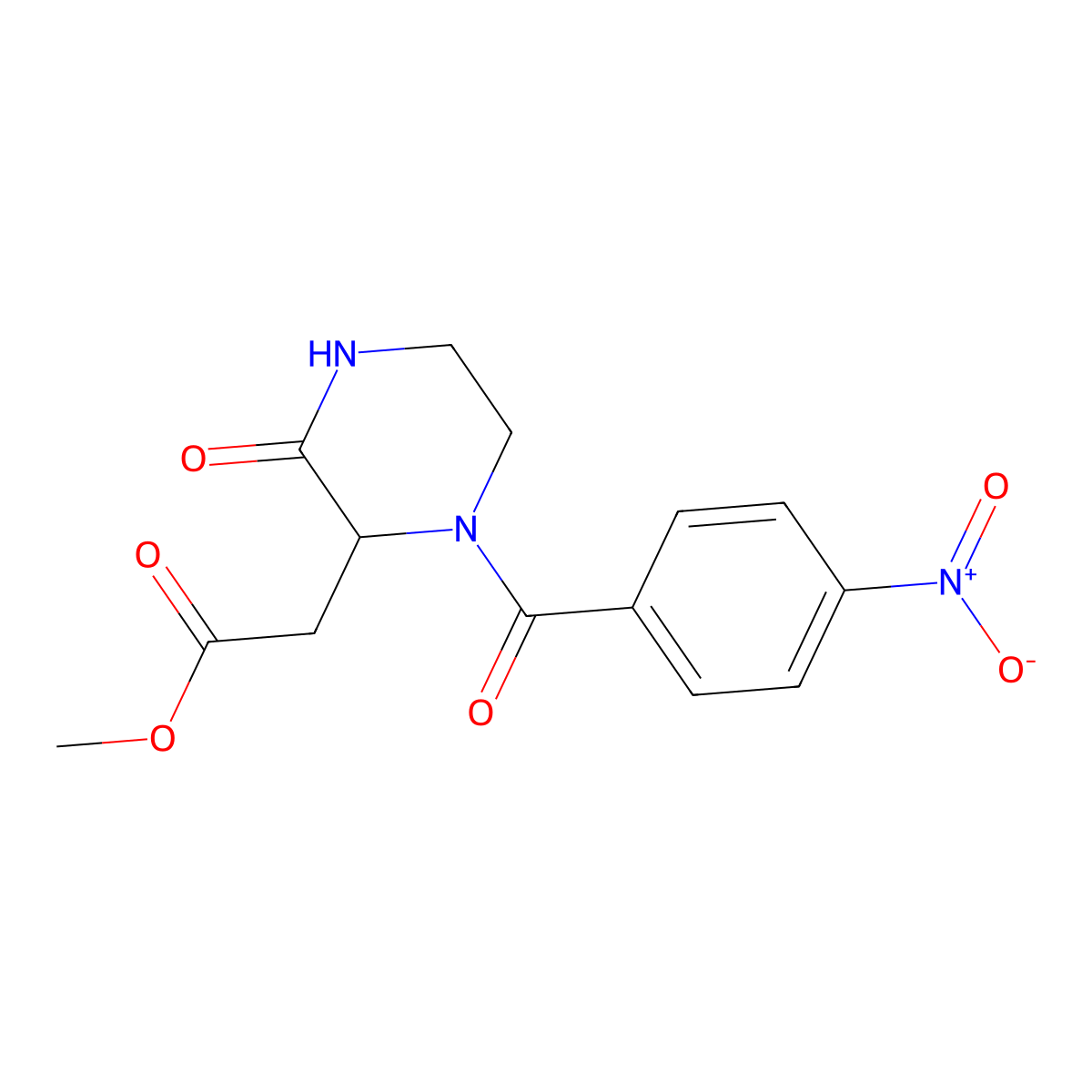 Methyl 2-(1-(4-nitrobenzoyl)-3-oxopiperazin-2-yl)acetate molecular structure, CAS 474263-09-7
