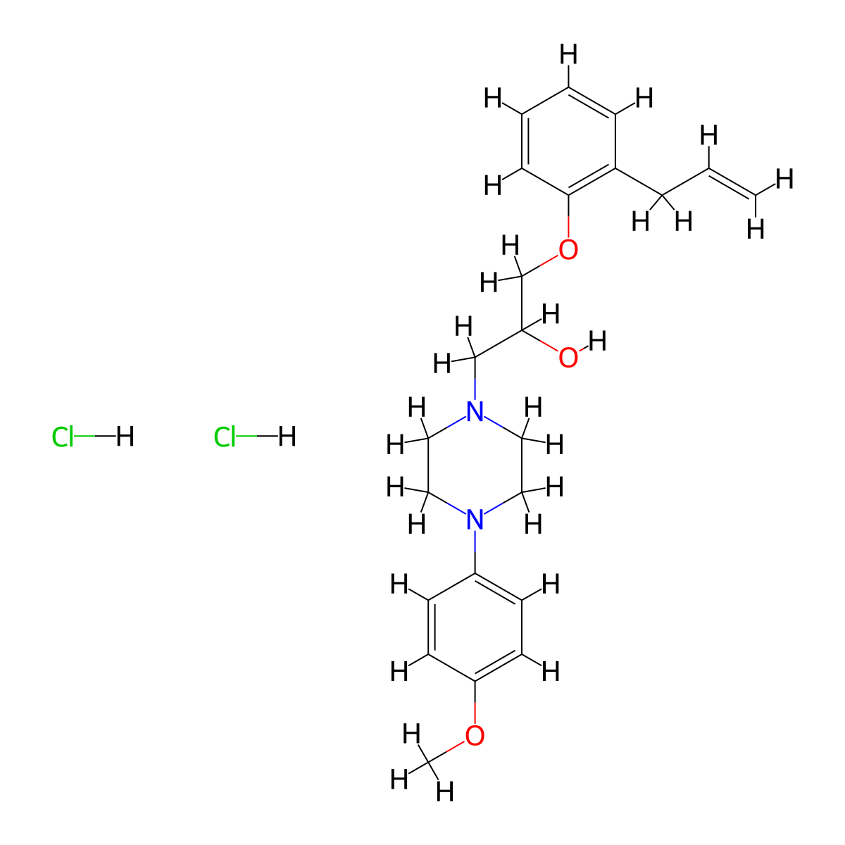 1-(2-Allylphenoxy)-3-(4-(4-methoxyphenyl)piperazin-1-yl)propan-2-ol dihydrochloride molecular structure, CAS 474263-23-5