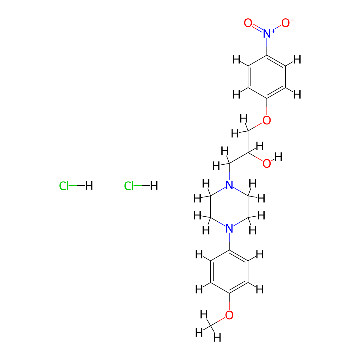 1-[4-(4-methoxyphenyl)piperazin-1-yl]-3-(4-nitrophenoxy)propan-2-ol Dihydrochloride molecular structure, CAS 474263-36-0