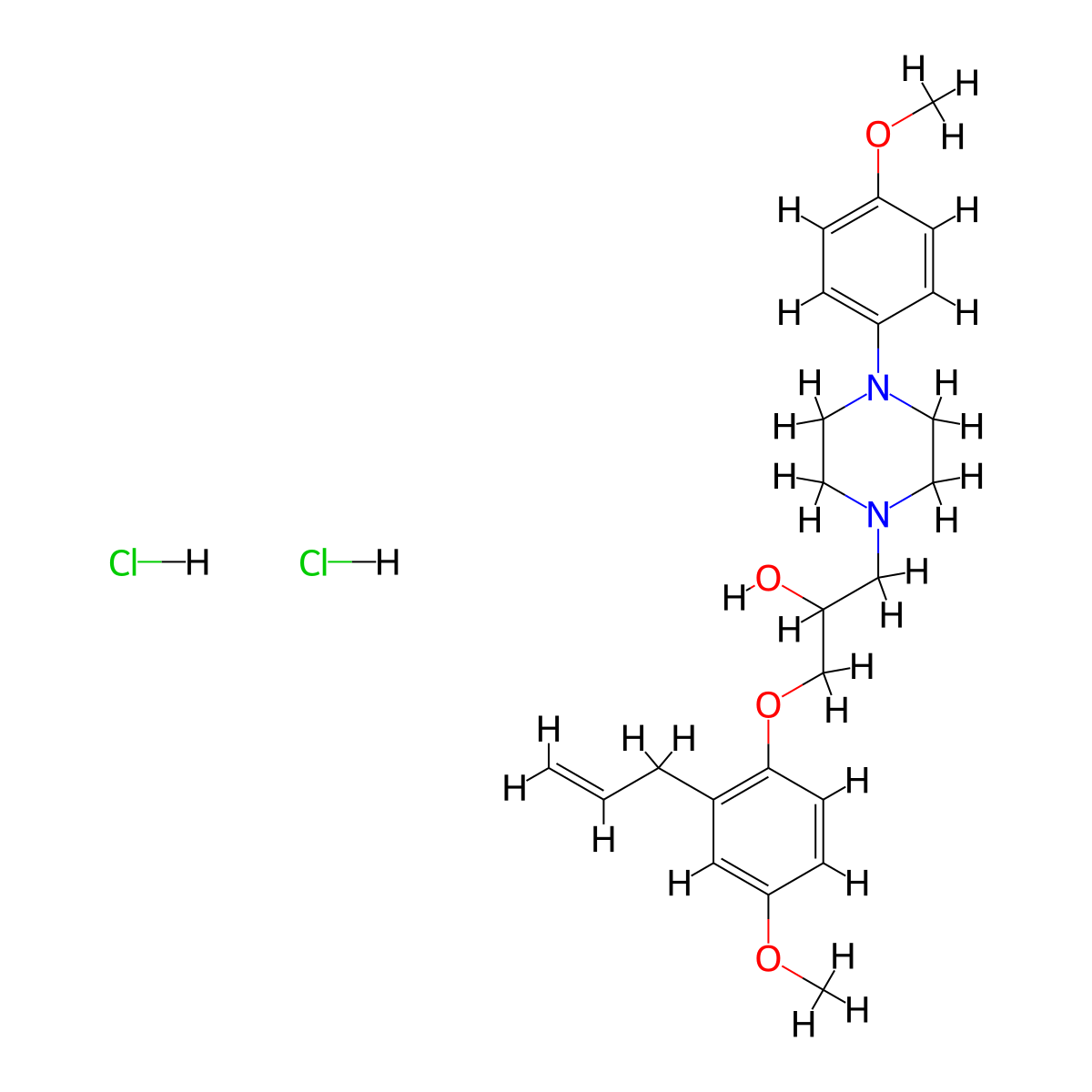 1-(2-Allyl-4-methoxyphenoxy)-3-(4-(4-methoxyphenyl)piperazin-1-yl)propan-2-ol dihydrochloride molecular structure, CAS 474263-39-3