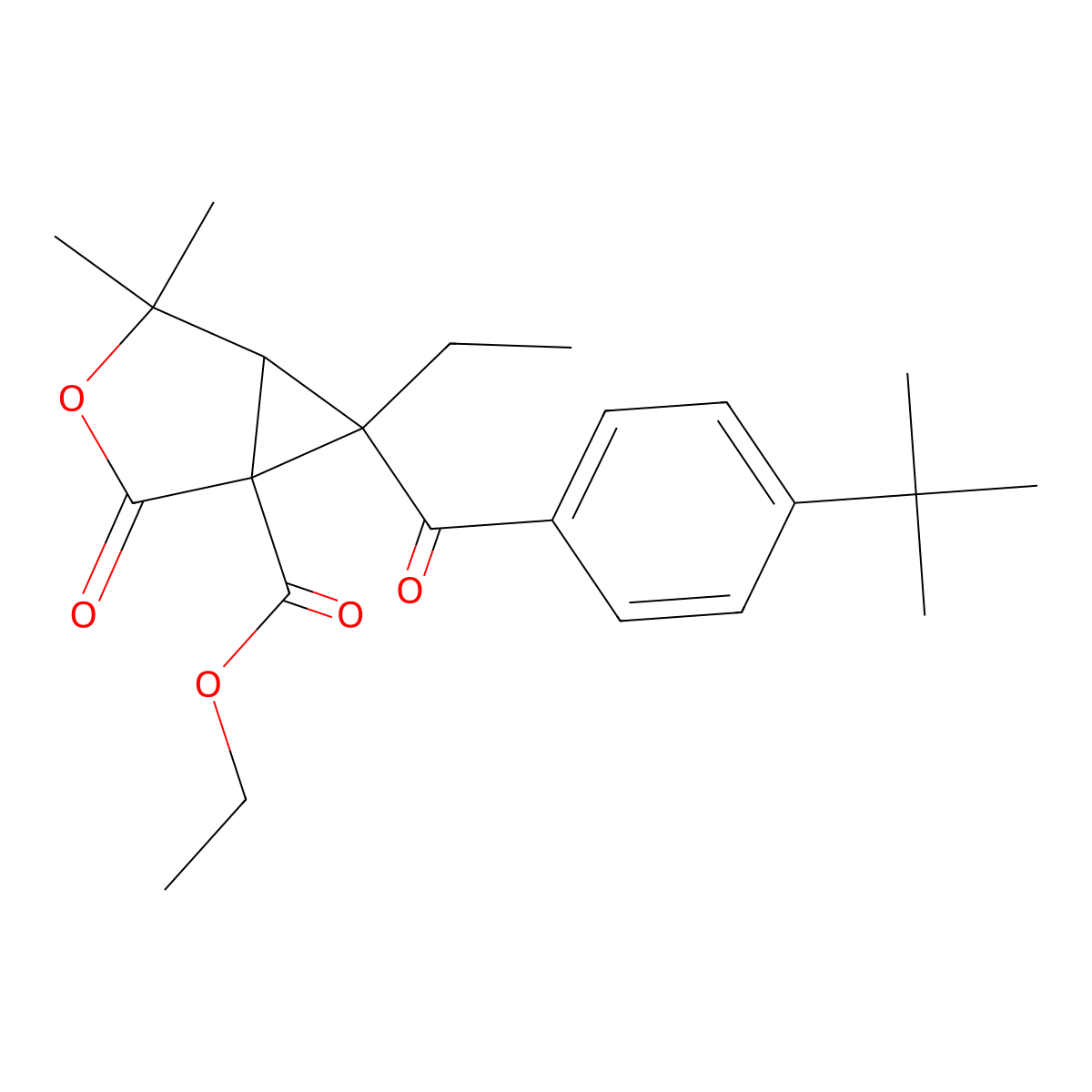 Ethyl 6-[(4-tert-butylphenyl)carbonyl]-6-ethyl-4,4-dimethyl-2-oxo-3-oxabicyclo[3.1.0]hexane-1-carboxylate molecular structure, CAS 474263-56-4
