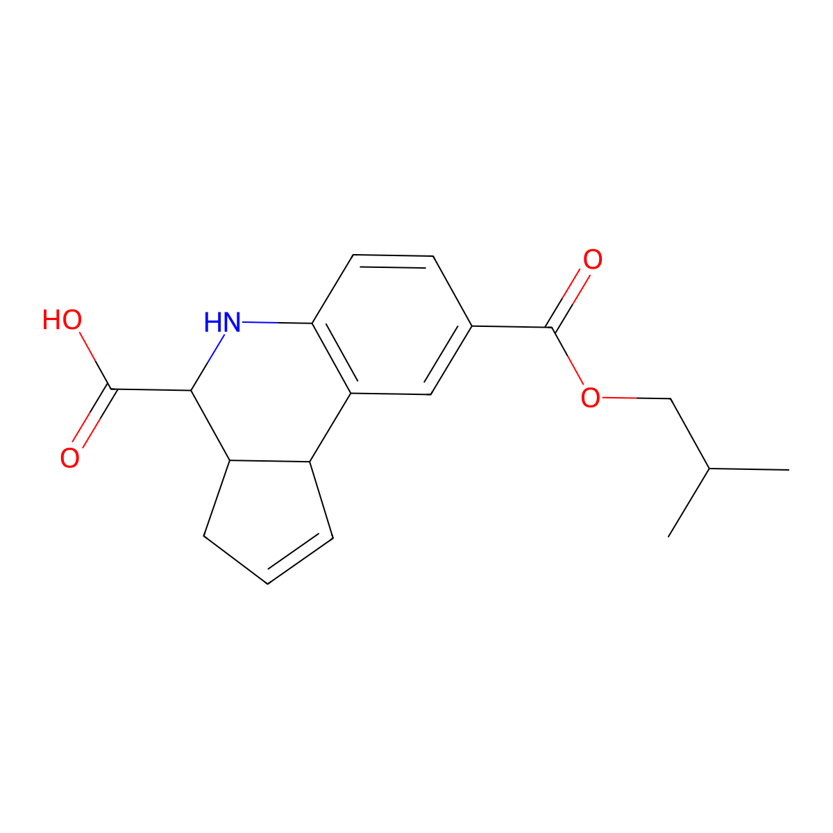 8-(2-methylpropoxycarbonyl)-3a,4,5,9b-tetrahydro-3H-cyclopenta[c]quinoline-4-carboxylic acid molecular structure, CAS 474263-68-8