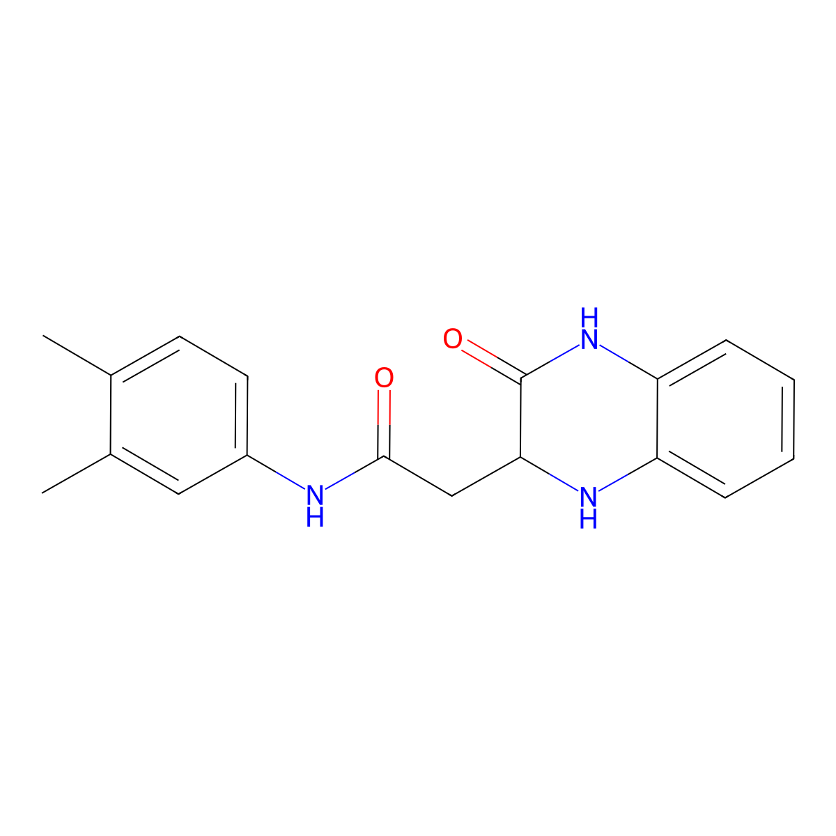 N-(3,4-dimethylphenyl)-2-(3-oxo-1,2,3,4-tetrahydroquinoxalin-2-yl)acetamide molecular structure, CAS 474264-00-1