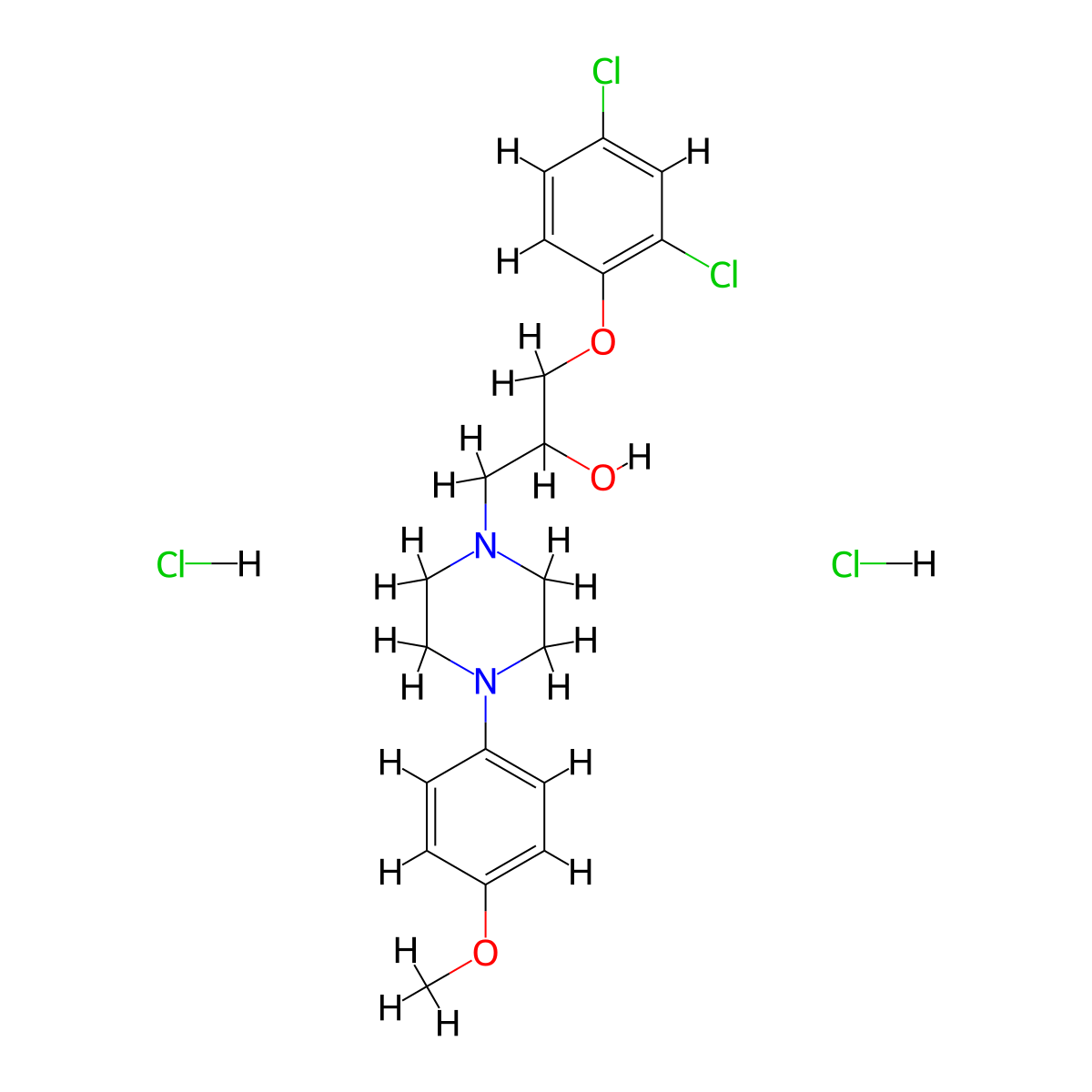 1-(2,4-dichlorophenoxy)-3-[4-(4-methoxyphenyl)piperazin-1-yl]propan-2-ol Dihydrochloride molecular structure, CAS 474264-05-6