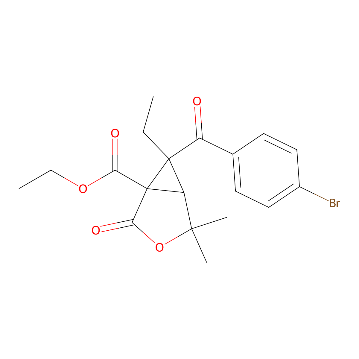 Ethyl 6-(4-bromobenzoyl)-6-ethyl-4,4-dimethyl-2-oxo-3-oxabicyclo[3.1.0]hexane-1-carboxylate molecular structure, CAS 474264-11-4