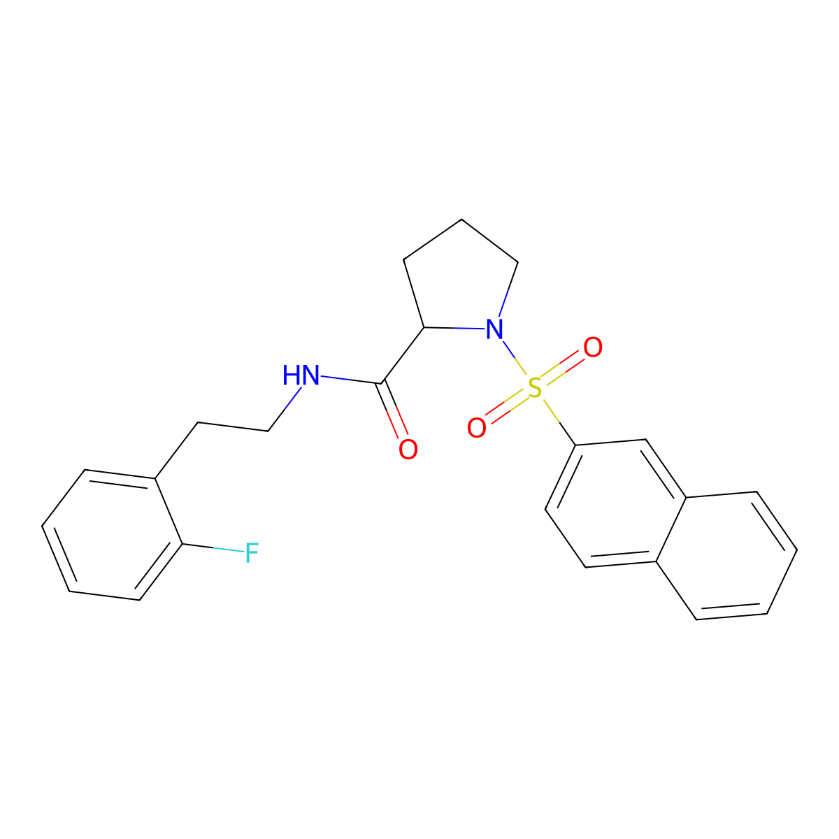 N-[2-(2-fluorophenyl)ethyl]-1-naphthalen-2-ylsulfonylpyrrolidine-2-carboxamide molecular structure, CAS 474264-12-5