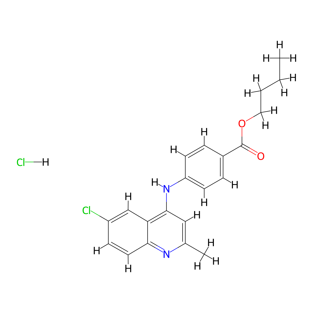 Butyl 4-[(6-chloro-2-methyl-4-quinolyl)amino]benzoate, chloride molecular structure, CAS 474264-28-3