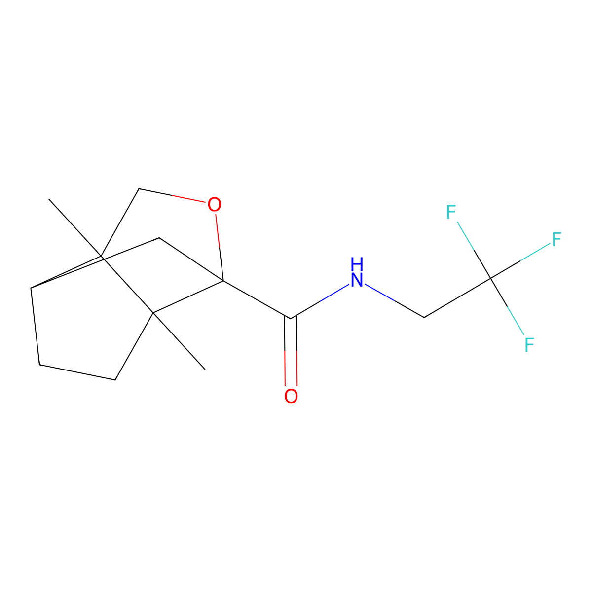 3a,6a-dimethyl-N-(2,2,2-trifluoroethyl)hexahydro-1H-1,4-methanocyclopenta[c]furan-1-carboxamide molecular structure, CAS 474264-32-9