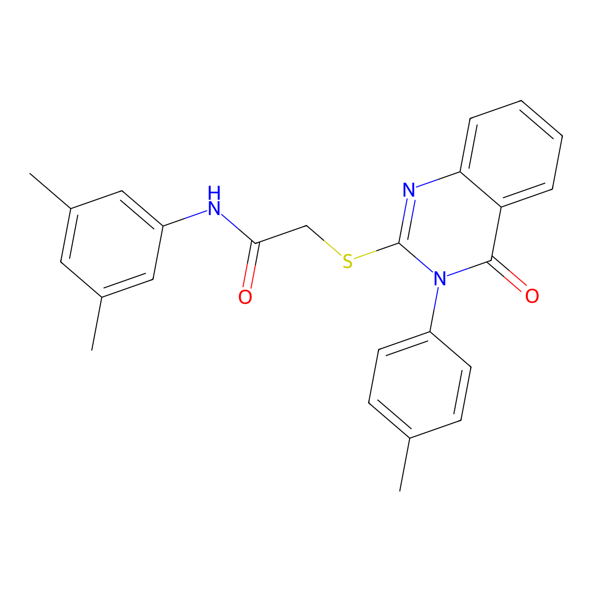 N-(3,5-DI-ME-PH)-2-((3-(4-ME-PH)-4-Oxo-3,4-dihydro-2-quinazolinyl)thio)acetamide molecular structure, CAS 474297-00-2