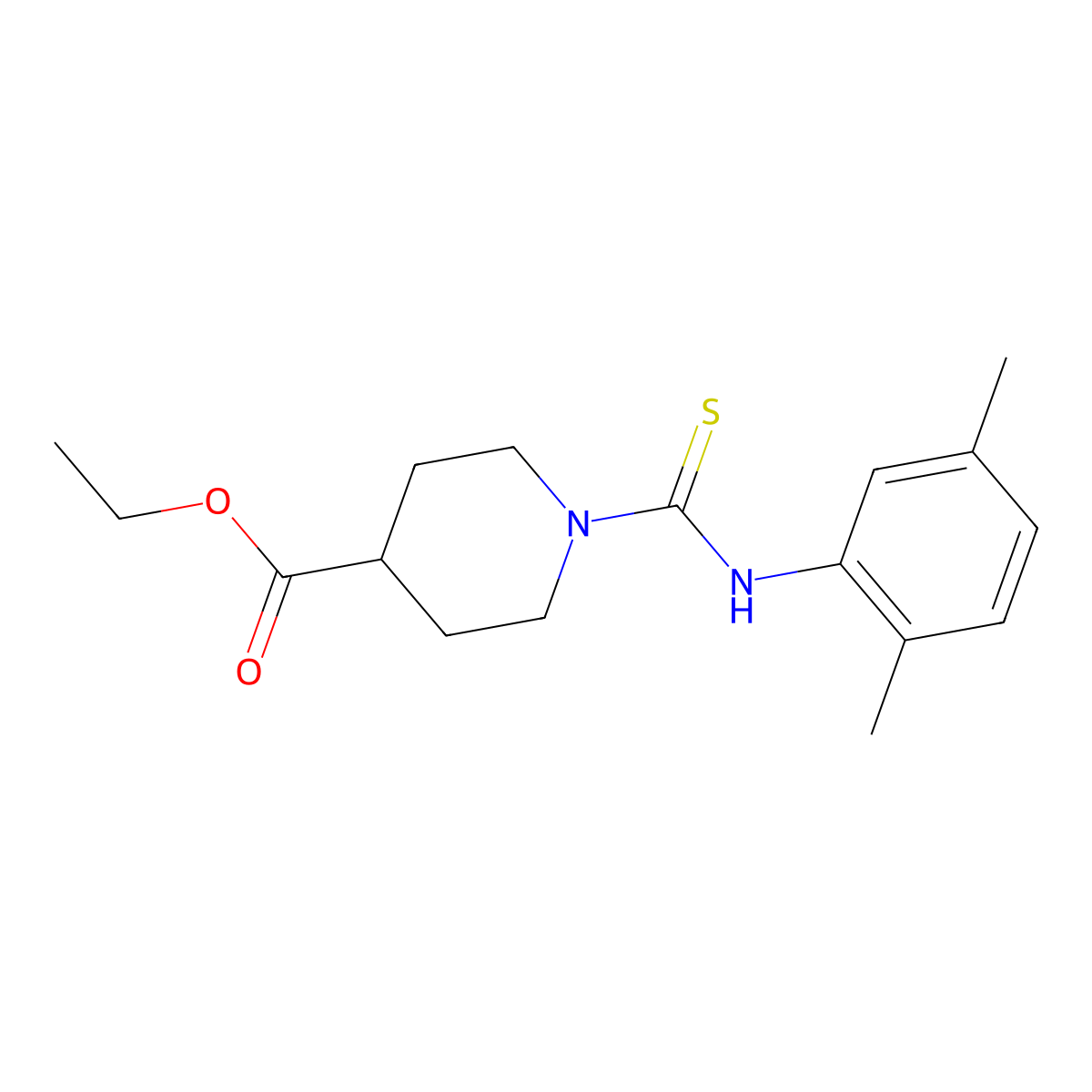 Ethyl 1-[(2,5-dimethylphenyl)carbamothioyl]piperidine-4-carboxylate molecular structure, CAS 474299-90-6