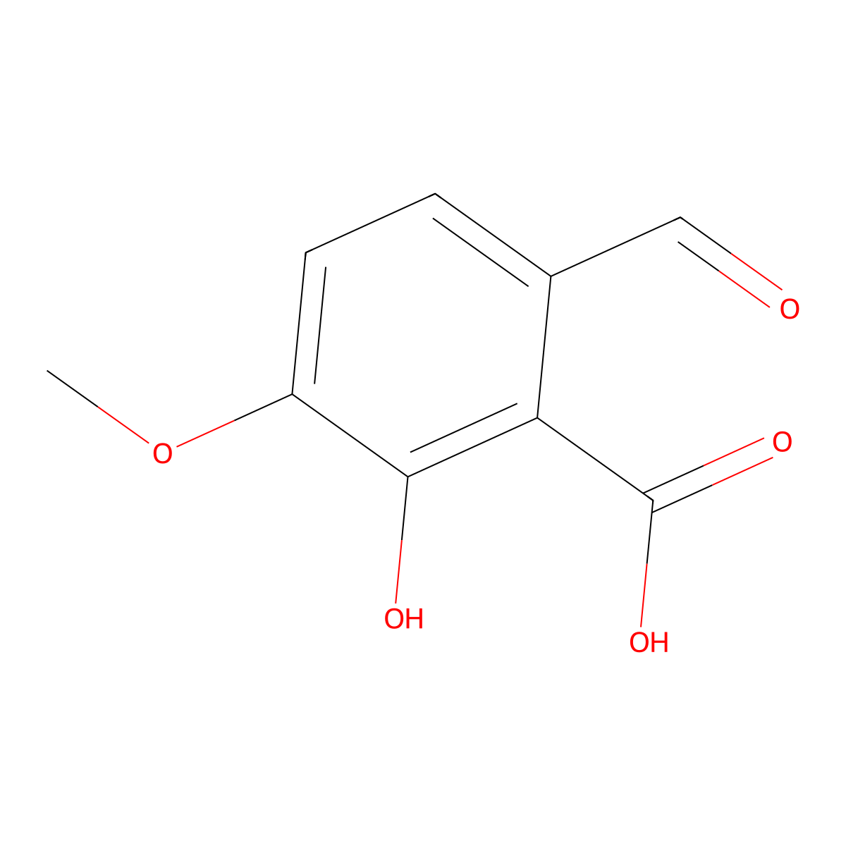 6-Formyl-2-hydroxy-3-methoxybenzoic acid molecular structure, CAS 4743-49-1
