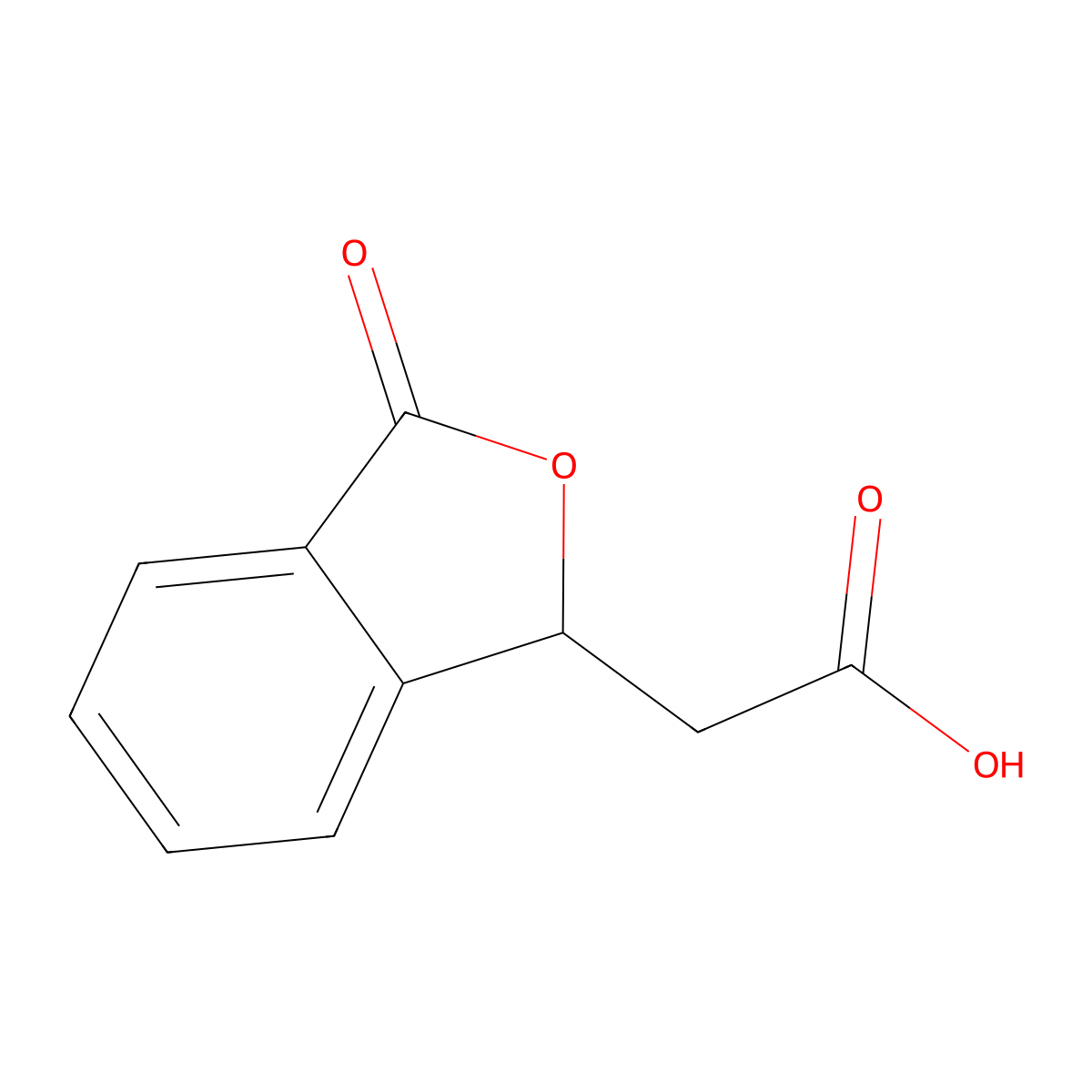 1,3-Dihydro-3-oxo-1-isobenzofuranacetic acid molecular structure, CAS 4743-58-2