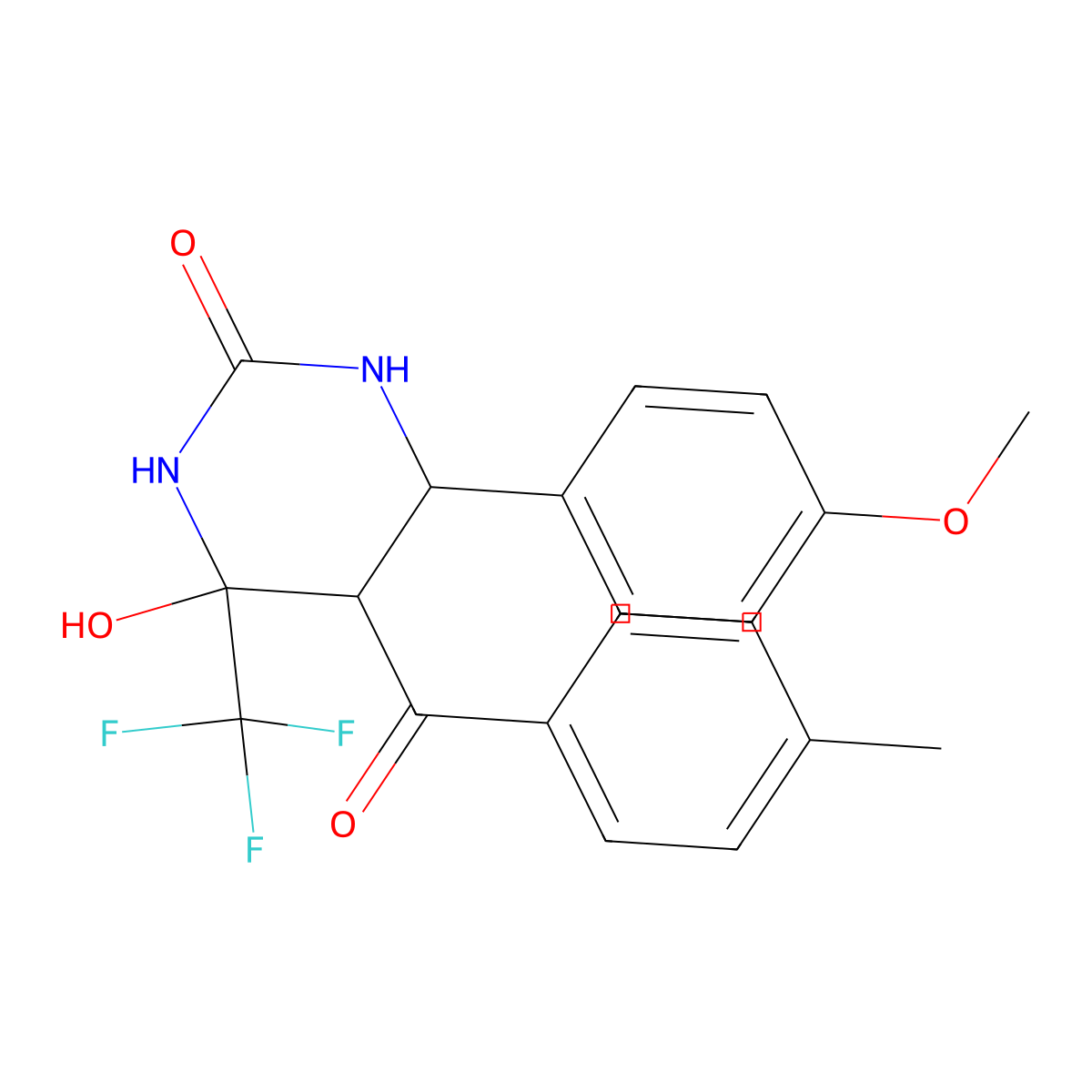 4-hydroxy-6-(4-methoxyphenyl)-5-(4-methylbenzoyl)-4-(trifluoromethyl)tetrahydro-2(1H)-pyrimidinone molecular structure, CAS 474302-68-6