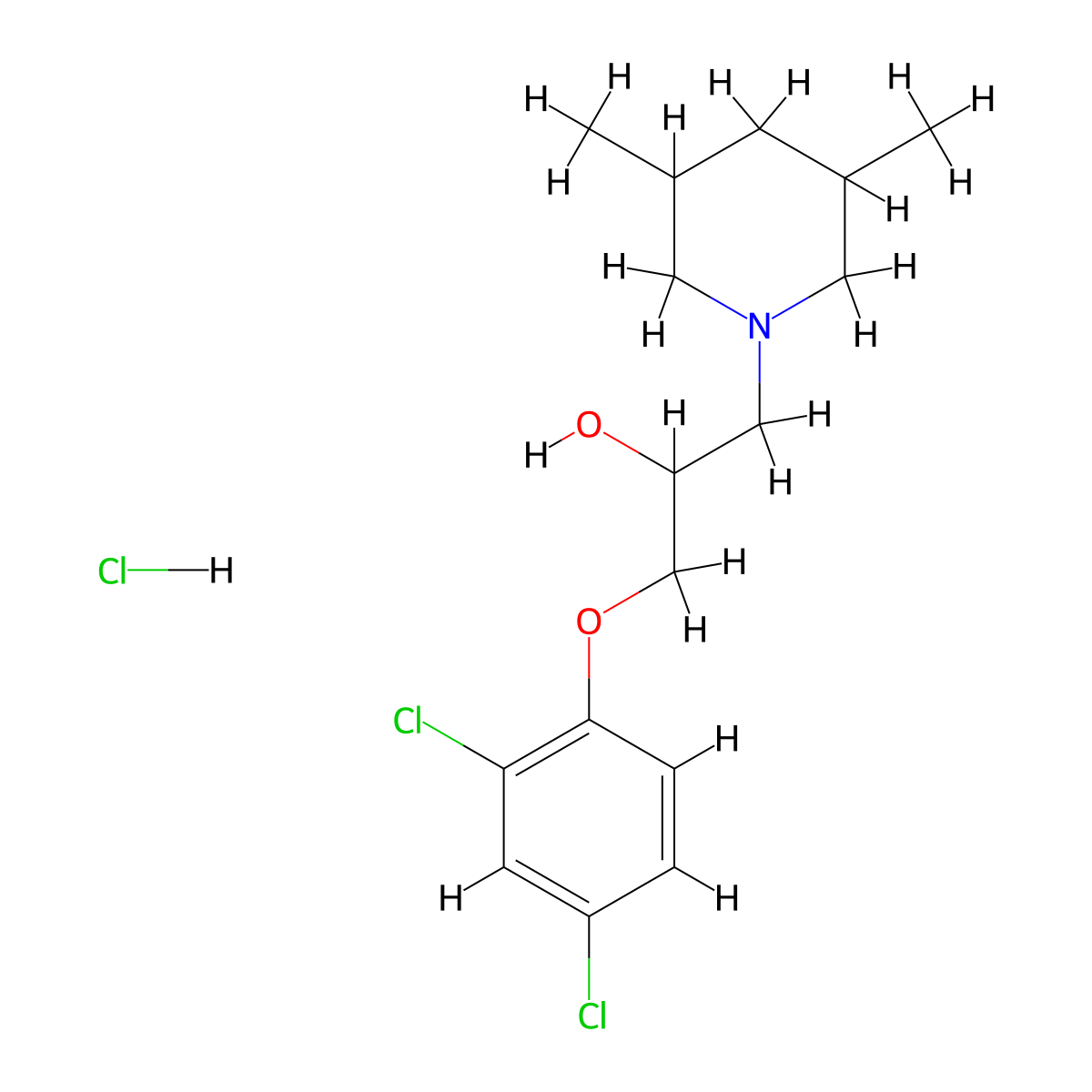 1-(2,4-Dichlorophenoxy)-3-(3,5-dimethylpiperidin-1-yl)propan-2-ol hydrochloride molecular structure, CAS 474302-86-8