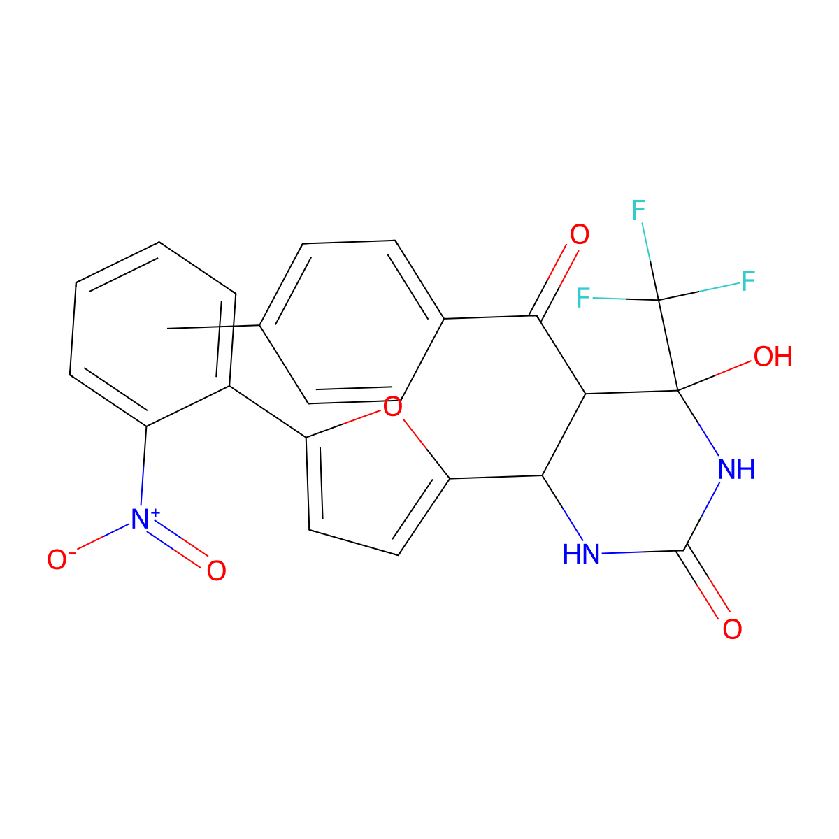 4-Hydroxy-5-(4-methylbenzoyl)-6-[5-(2-nitrophenyl)furan-2-yl]-4-(trifluoromethyl)-1,3-diazinan-2-one molecular structure, CAS 474303-04-3