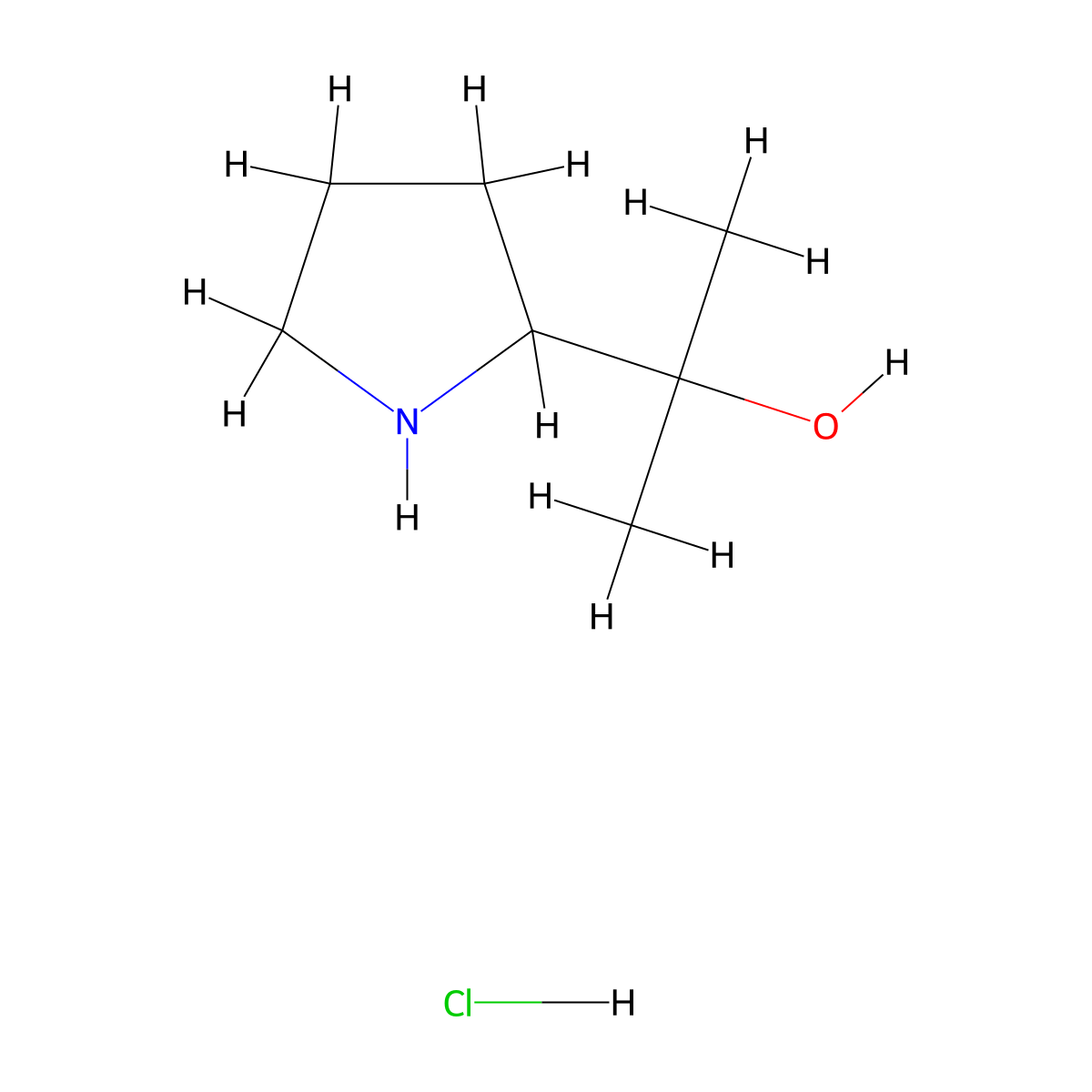 2-(Pyrrolidin-2-yl)propan-2-ol--hydrogen chloride (1/1) molecular structure, CAS 474317-28-7