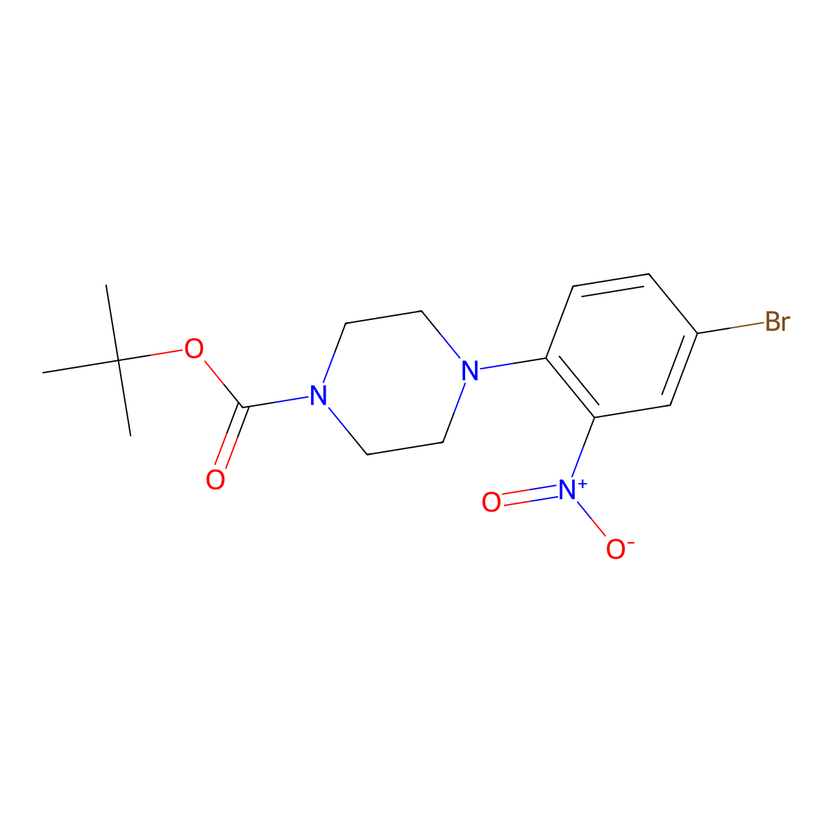 Tert-butyl 4-(4-bromo-2-nitrophenyl)piperazine-1-carboxylate molecular structure, CAS 474329-57-2