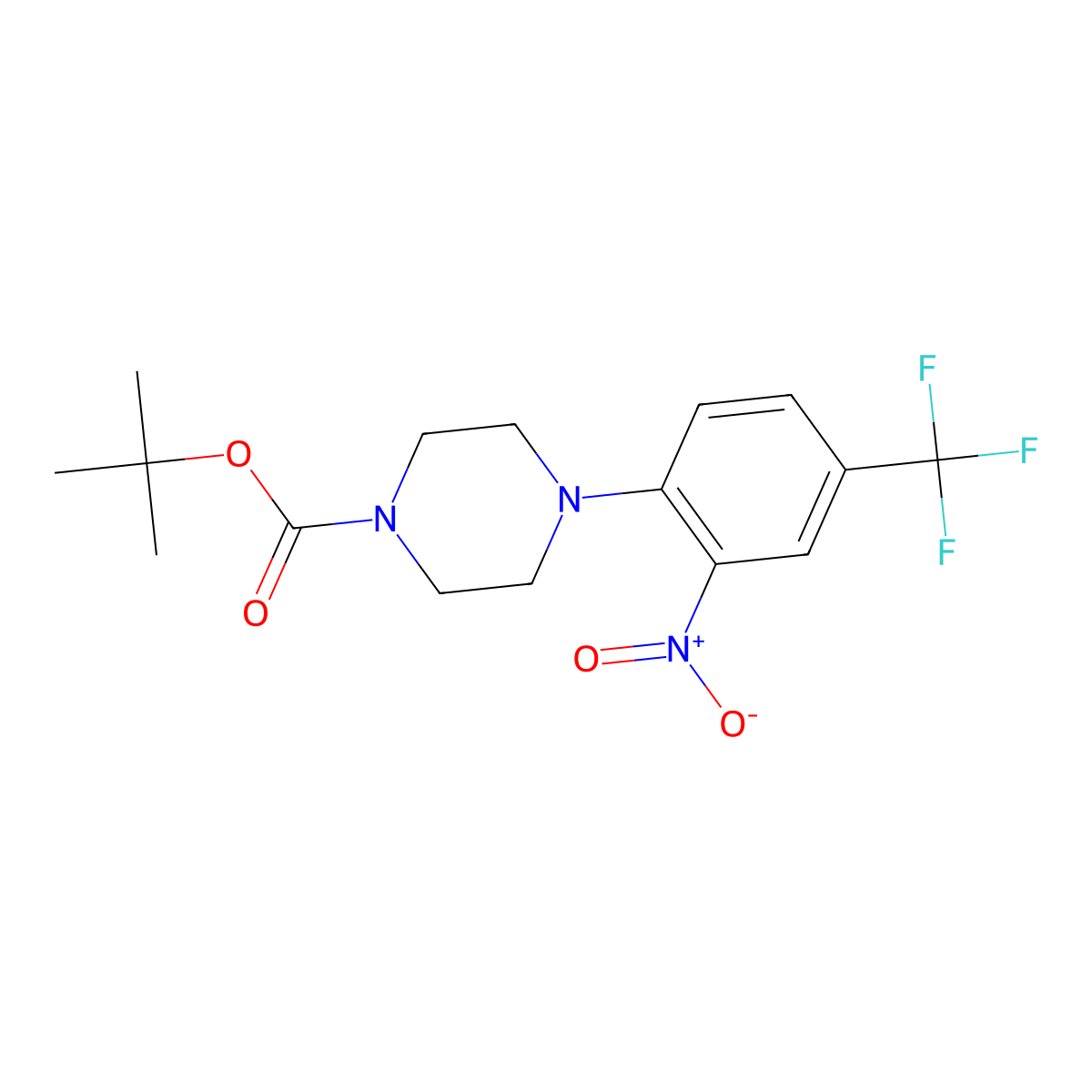 Tert-butyl 4-(2-nitro-4-(trifluoromethyl)phenyl)piperazine-1-carboxylate molecular structure, CAS 474329-72-1