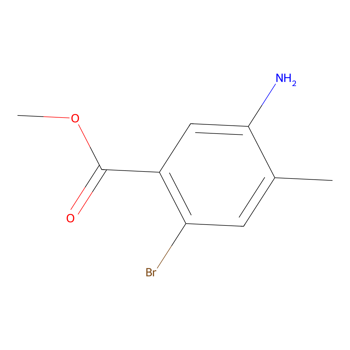 Methyl 5-amino-2-bromo-4-methylbenzoate molecular structure, CAS 474330-54-6