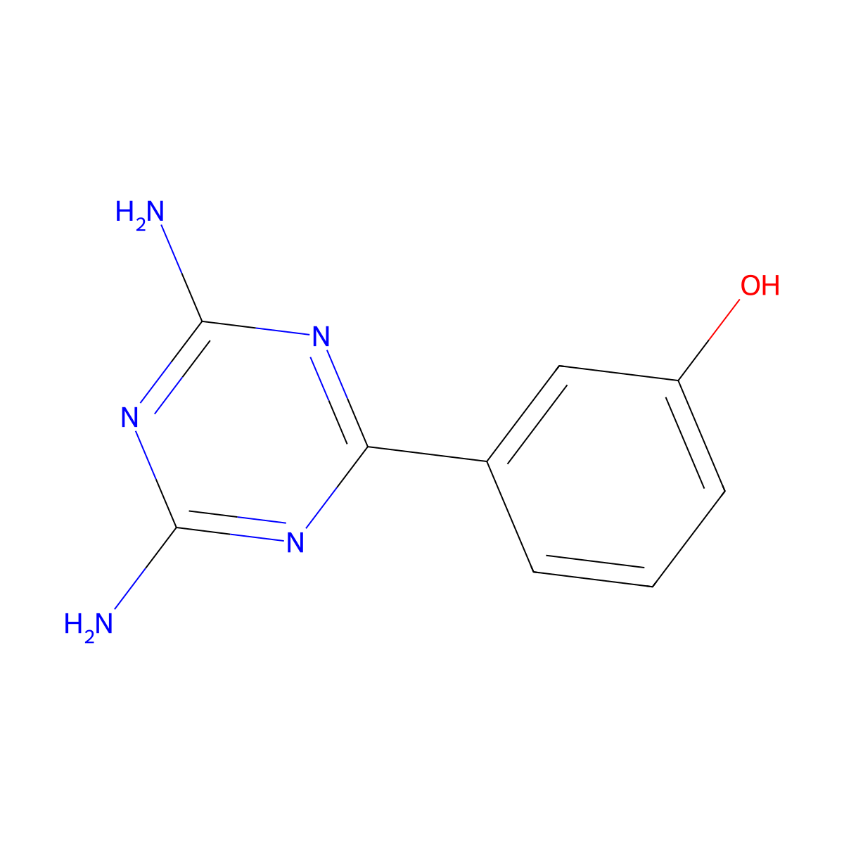 3-(4,6-Diamino-1,3,5-triazin-2-yl)phenol molecular structure, CAS 474333-45-4