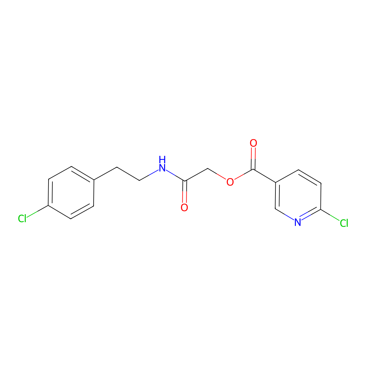 [2-[2-(4-Chlorophenyl)ethylamino]-2-oxoethyl] 6-chloropyridine-3-carboxylate molecular structure, CAS 474355-49-2