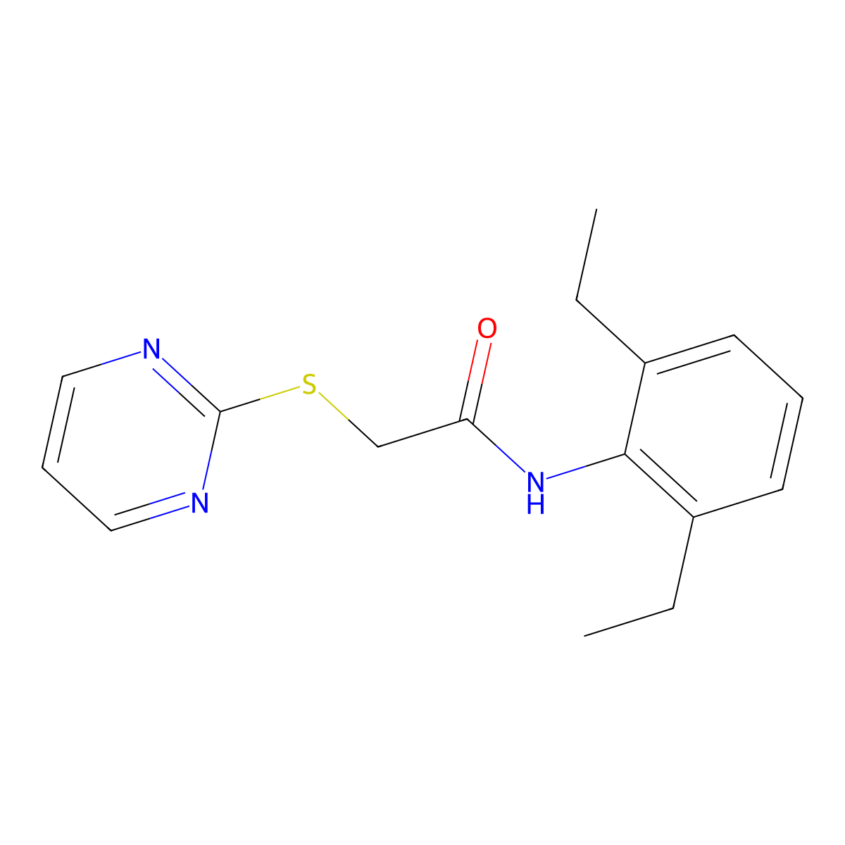 N-(2,6-diethylphenyl)-2-pyrimidin-2-ylsulfanylacetamide molecular structure, CAS 474367-76-5