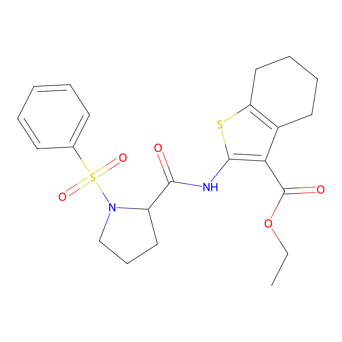 Ethyl 2-{[1-(phenylsulfonyl)prolyl]amino}-4,5,6,7-tetrahydro-1-benzothiophene-3-carboxylate molecular structure, CAS 474370-63-3