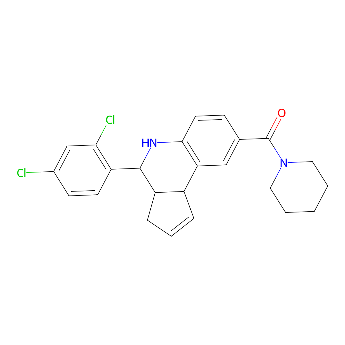[4-(2,4-dichlorophenyl)-3a,4,5,9b-tetrahydro-3H-cyclopenta[c]quinolin-8-yl]-piperidin-1-ylmethanone molecular structure, CAS 474370-70-2