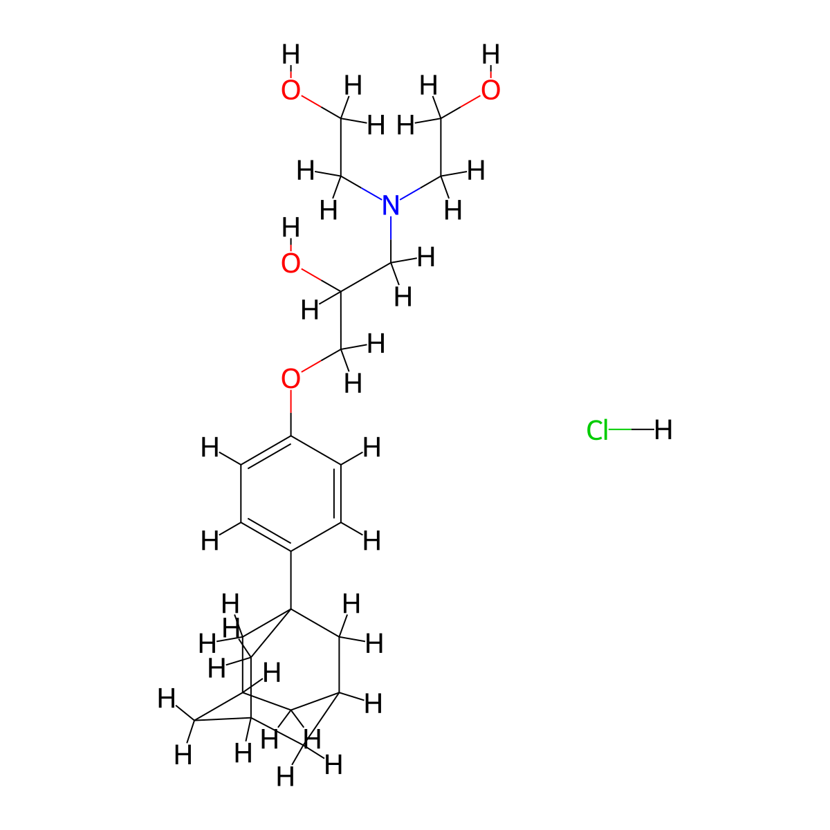 1-[4-(1-Adamantyl)phenoxy]-3-[bis(2-hydroxyethyl)amino]-2-propanol hydrochloride molecular structure, CAS 474370-75-7