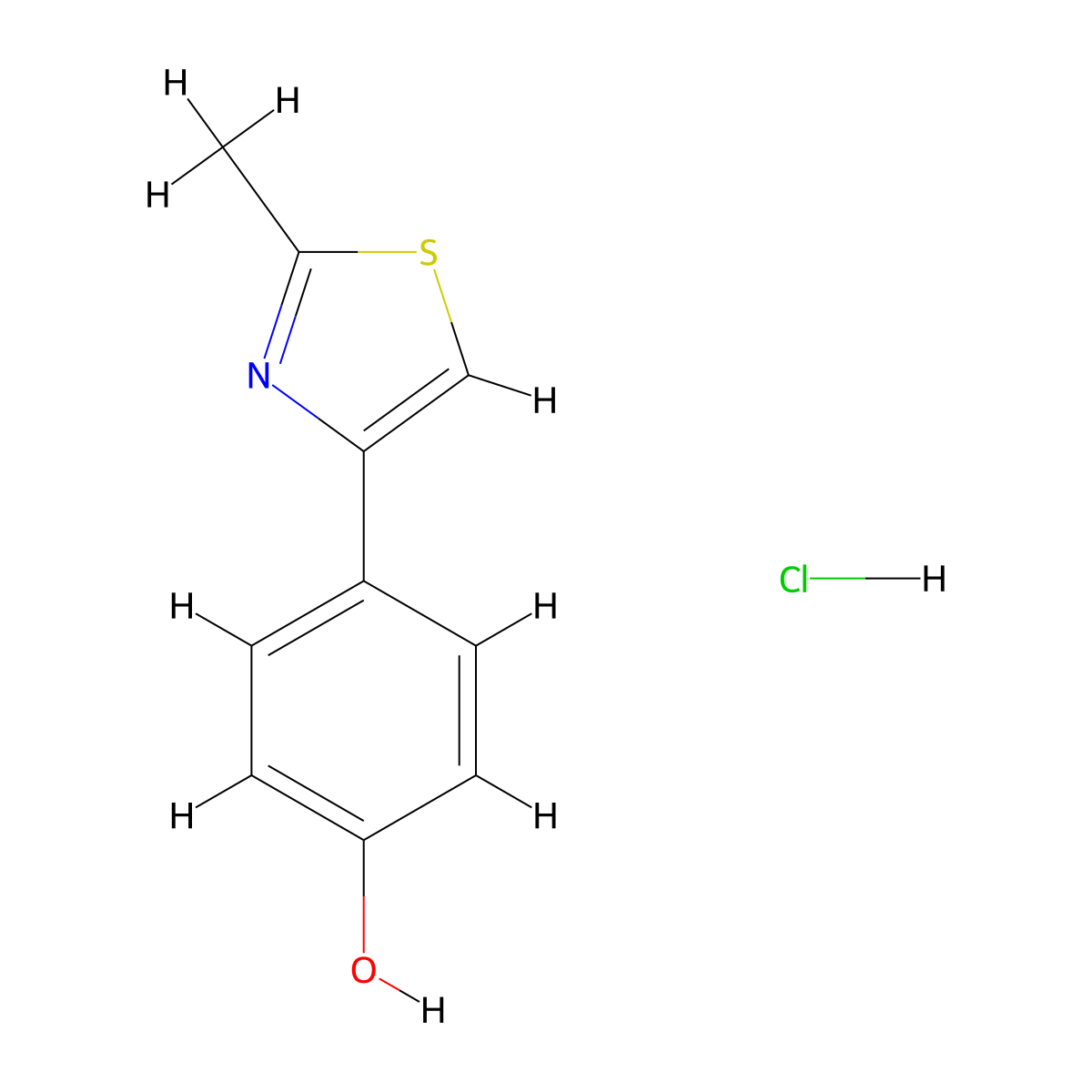 4-(2-methyl-1,3-thiazol-4-yl)phenol Hydrochloride molecular structure, CAS 474370-97-3
