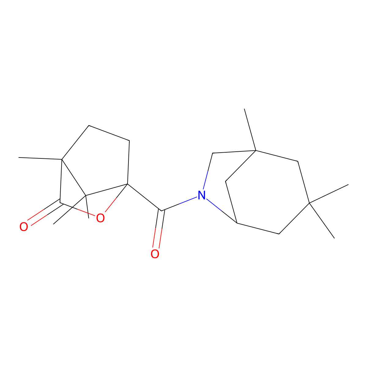 1,7,7-Trimethyl-4-(3,3,5-trimethyl-7-azabicyclo[3.2.1]octane-7-carbonyl)-3-oxabicyclo[2.2.1]heptan-2-one molecular structure, CAS 474371-16-9