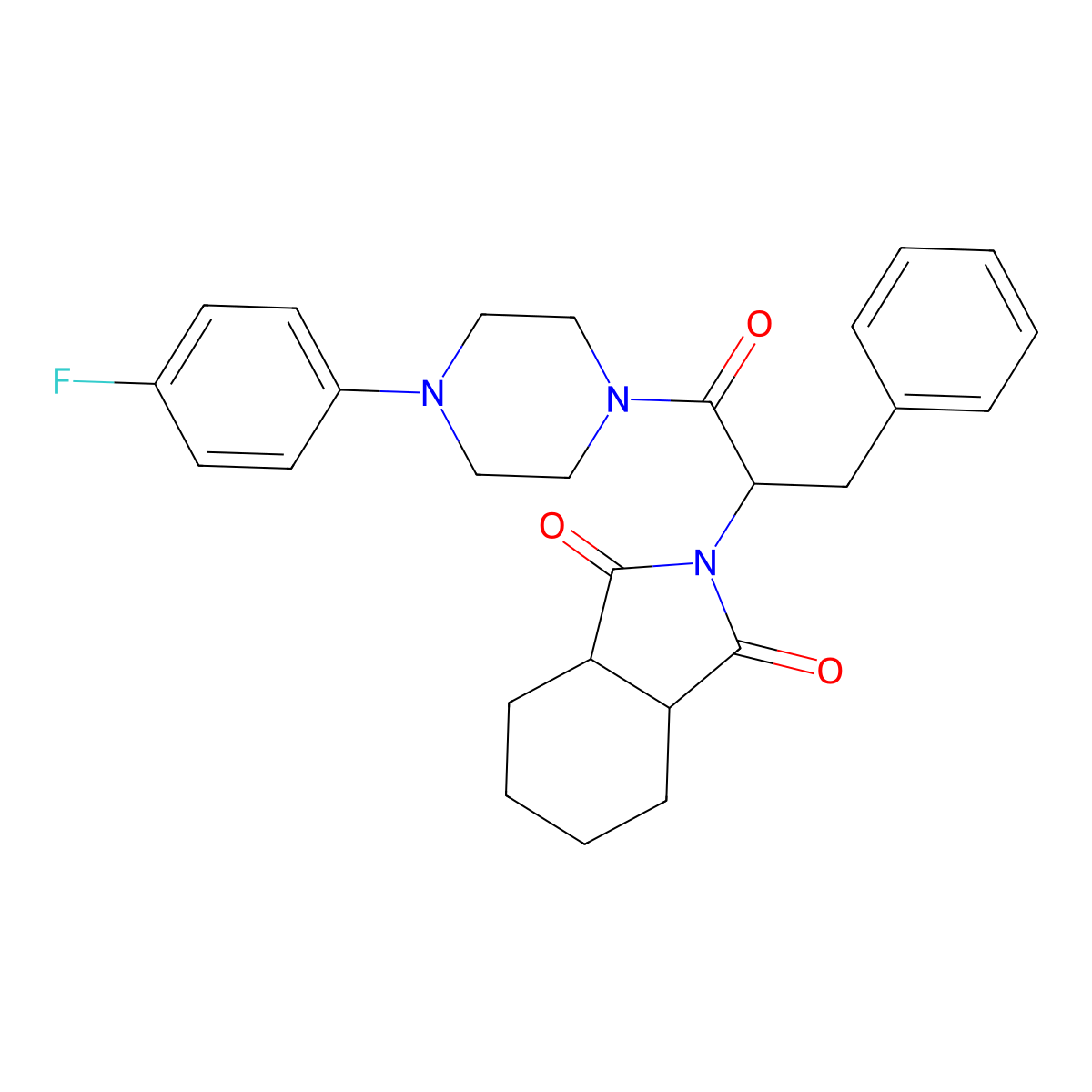 2-{1-[4-(4-fluorophenyl)piperazin-1-yl]-1-oxo-3-phenylpropan-2-yl}hexahydro-1H-isoindole-1,3(2H)-dione molecular structure, CAS 474376-46-0