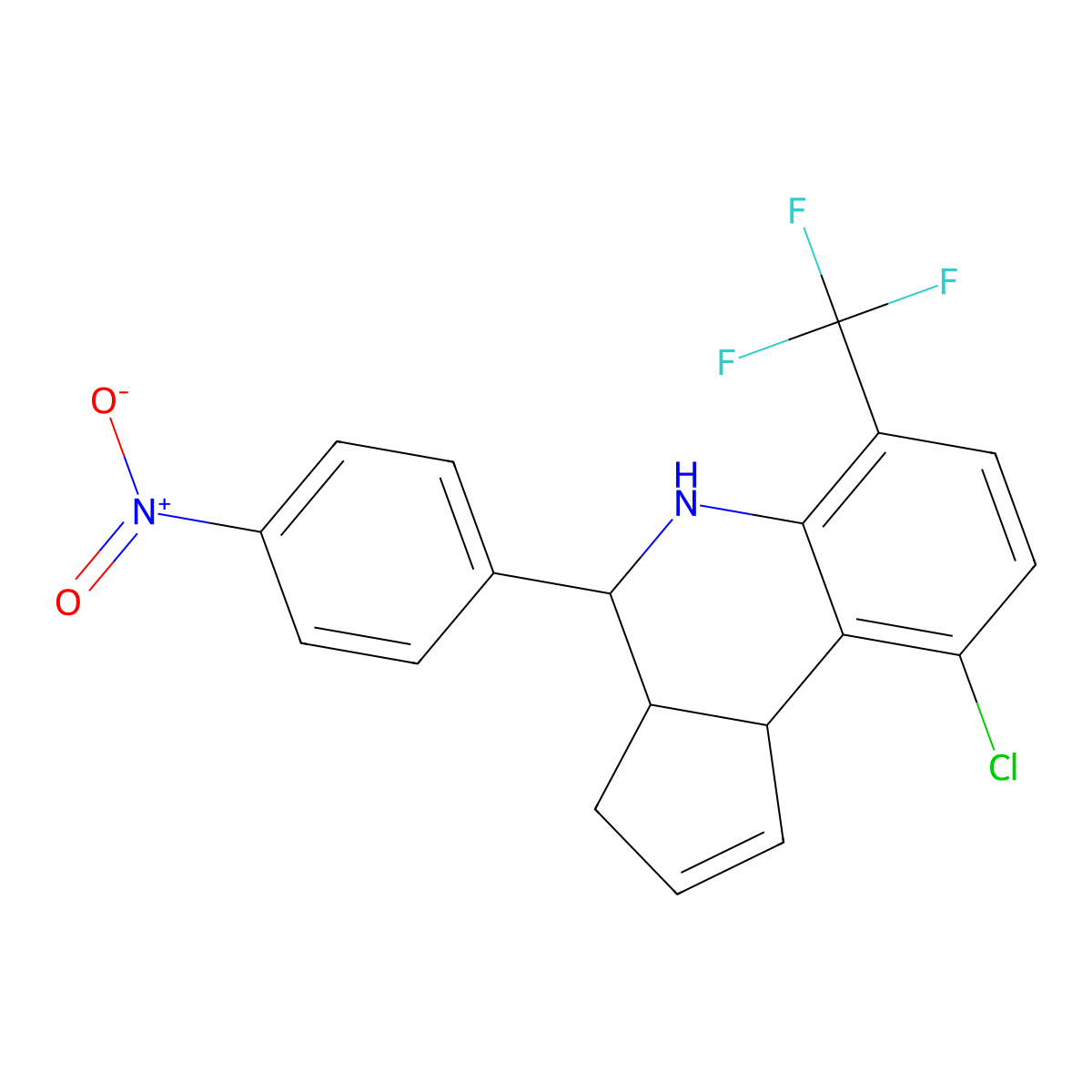 9-chloro-4-(4-nitrophenyl)-6-(trifluoromethyl)-3a,4,5,9b-tetrahydro-3H-cyclopenta[c]quinoline molecular structure, CAS 474376-56-2