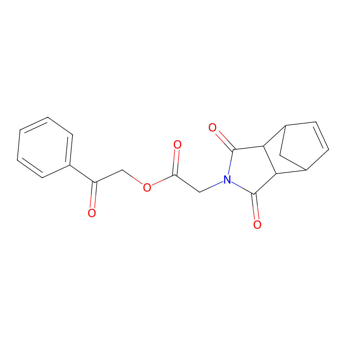 2-oxo-2-phenylethyl (1,3-dioxo-1,3,3a,4,7,7a-hexahydro-2H-4,7-methanoisoindol-2-yl)acetate molecular structure, CAS 474376-58-4
