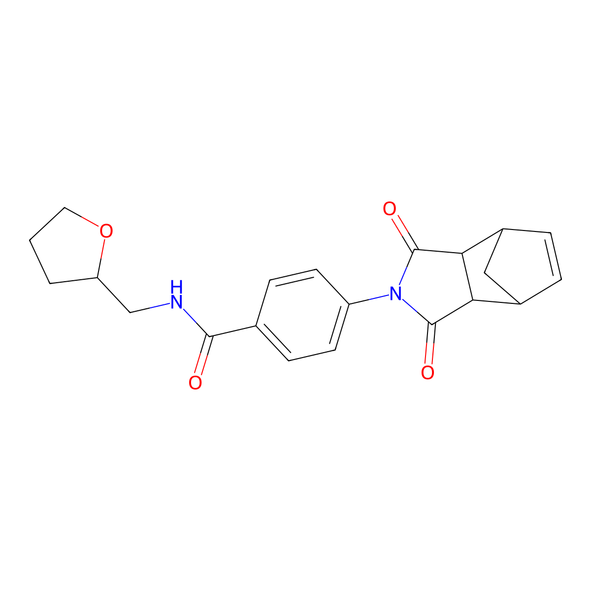 4-(1,3-dioxo-1,3,3a,4,7,7a-hexahydro-2H-4,7-methanoisoindol-2-yl)-N-(tetrahydrofuran-2-ylmethyl)benzamide molecular structure, CAS 474376-64-2
