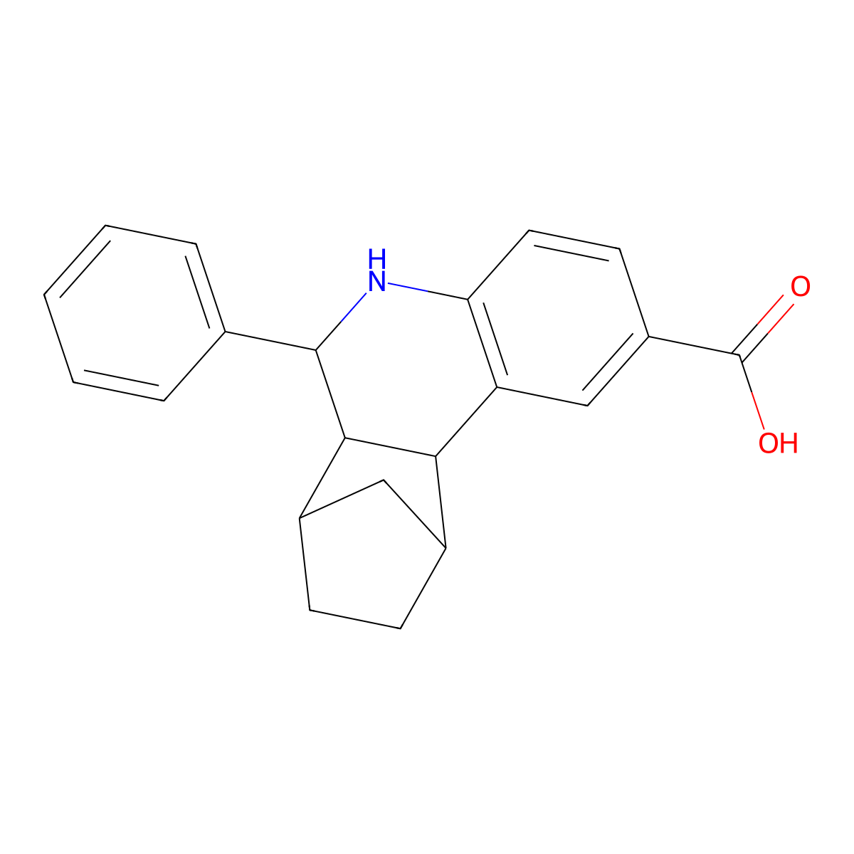 6-Phenyl-5,6,6a,7,8,9,10,10a-octahydro-7,10-methanophenanthridine-2-carboxylic acid molecular structure, CAS 474376-65-3