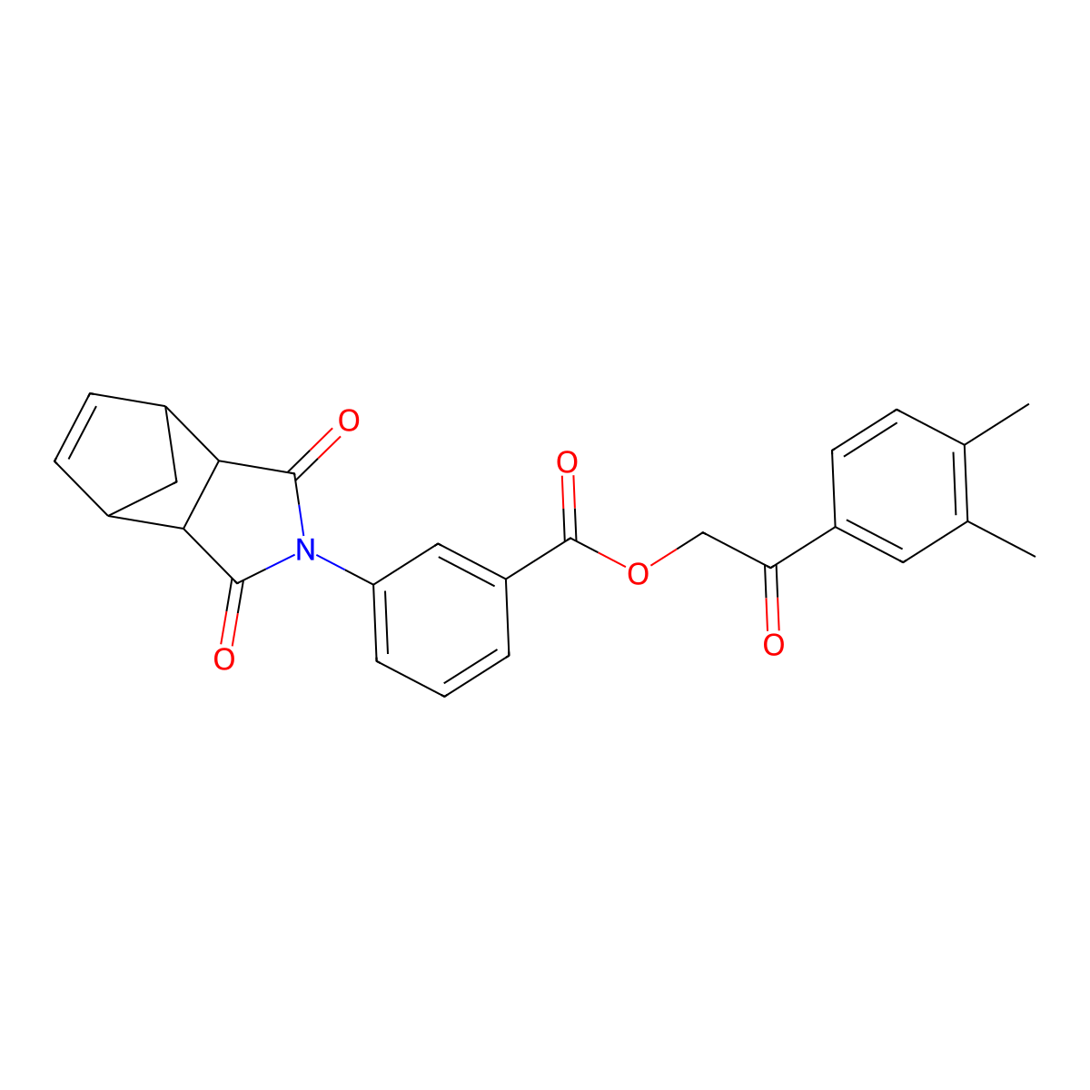 2-(3,4-dimethylphenyl)-2-oxoethyl 3-(1,3-dioxo-1,3,3a,4,7,7a-hexahydro-2H-4,7-methanoisoindol-2-yl)benzoate molecular structure, CAS 474376-68-6