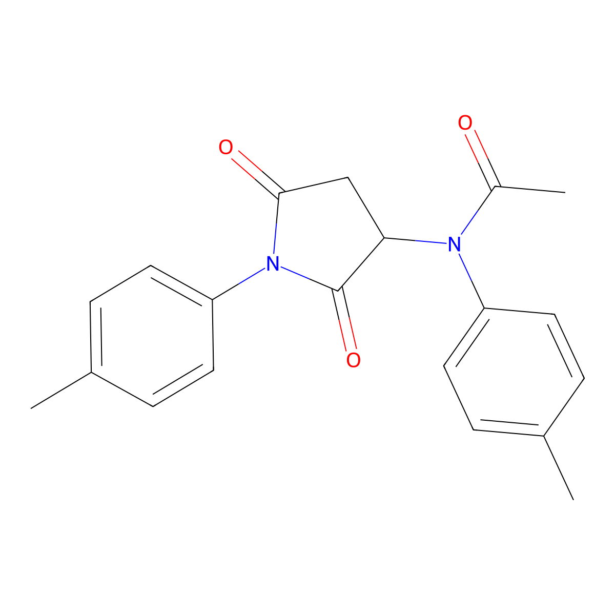 N-(4-methylphenyl)-N-[1-(4-methylphenyl)-2,5-dioxopyrrolidin-3-yl]acetamide molecular structure, CAS 474376-95-9