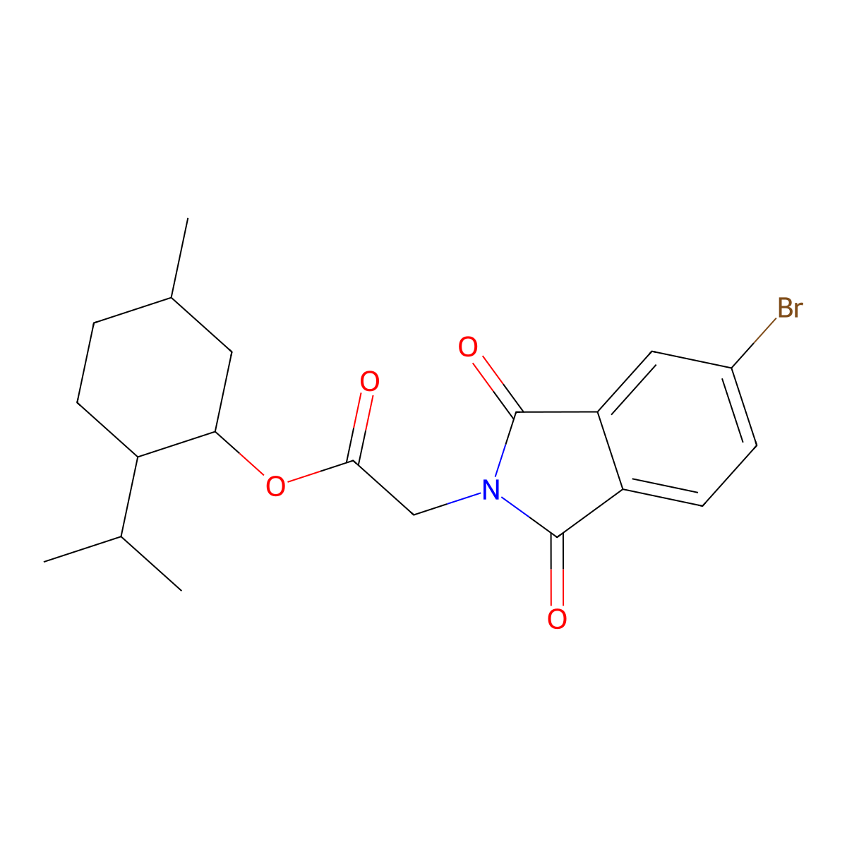 (5-Methyl-2-propan-2-ylcyclohexyl) 2-(5-bromo-1,3-dioxoisoindol-2-yl)acetate molecular structure, CAS 474376-97-1