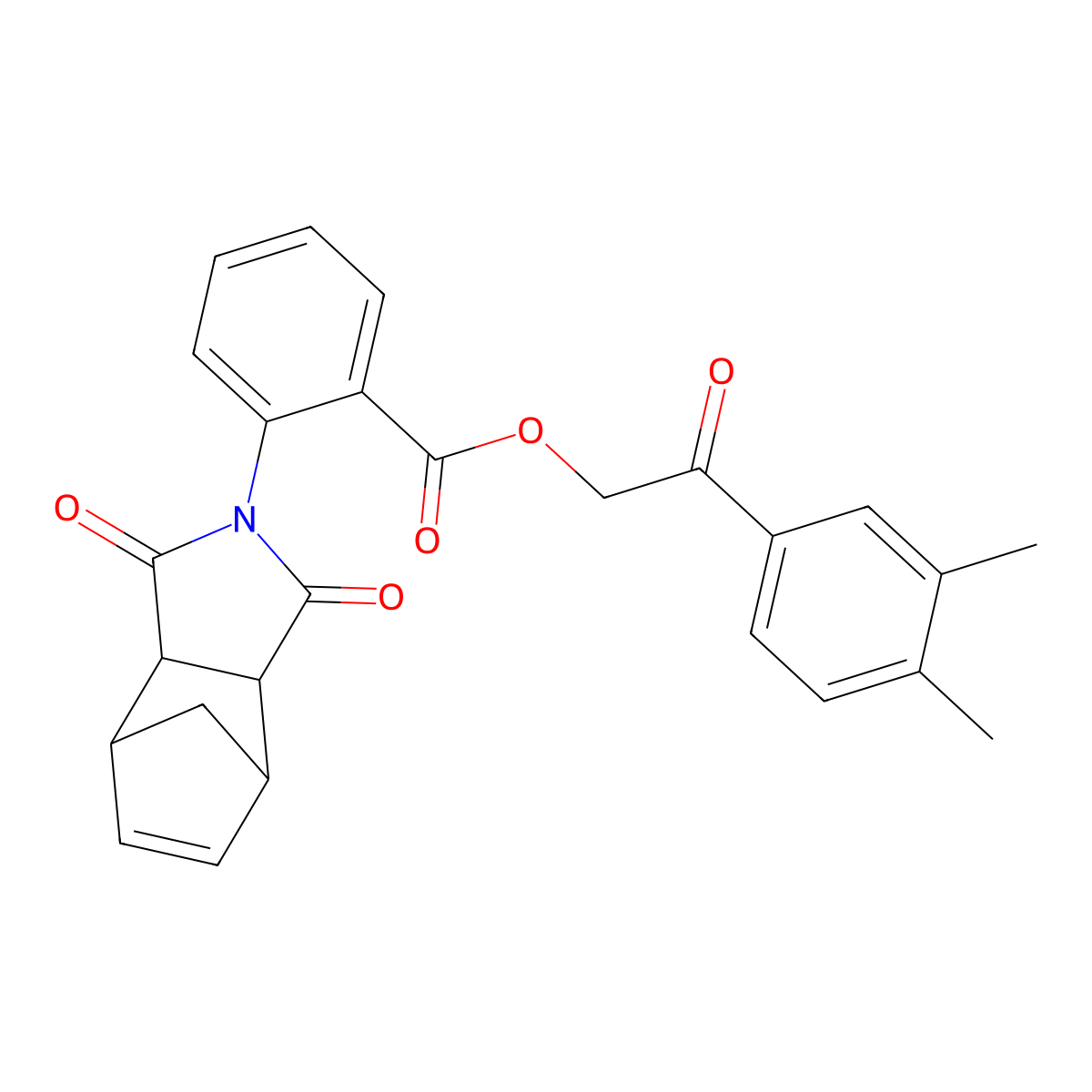 2-(3,4-dimethylphenyl)-2-oxoethyl 2-(1,3-dioxo-1,3,3a,4,7,7a-hexahydro-2H-4,7-methanoisoindol-2-yl)benzoate molecular structure, CAS 474377-30-5