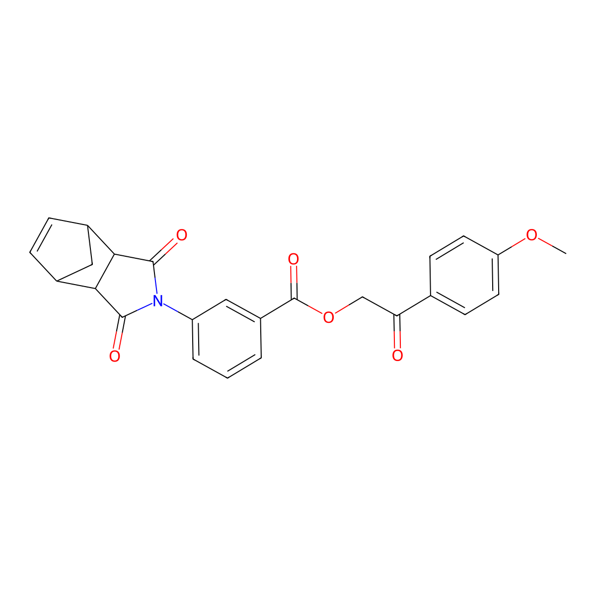 2-(4-methoxyphenyl)-2-oxoethyl 3-(1,3-dioxo-1,3,3a,4,7,7a-hexahydro-2H-4,7-methanoisoindol-2-yl)benzoate molecular structure, CAS 474377-31-6