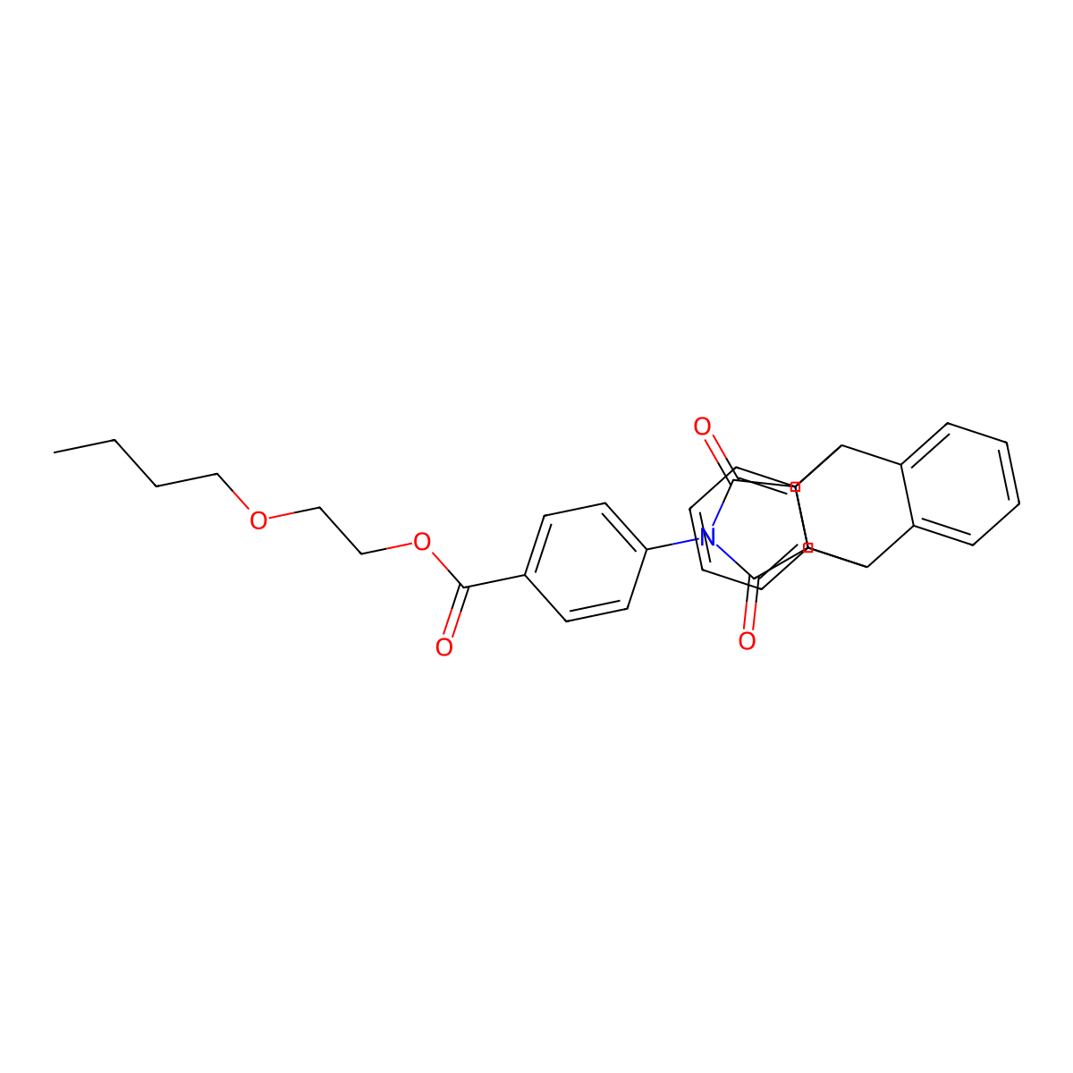 2-Butoxyethyl 4-(16,18-dioxo-17-azapentacyclo[6.6.5.0~2,7~.0~9,14~.0~15,19~]nonadeca-2,4,6,9,11,13-hexaen-17-yl)benzoate (non-preferred name) molecular structure, CAS 474377-60-1