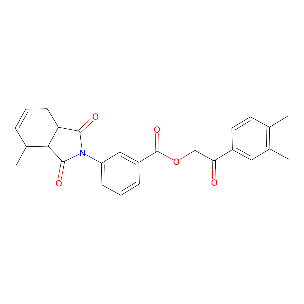 2-(3,4-dimethylphenyl)-2-oxoethyl 3-(4-methyl-1,3-dioxo-1,3,3a,4,7,7a-hexahydro-2H-isoindol-2-yl)benzoate molecular structure, CAS 474377-68-9