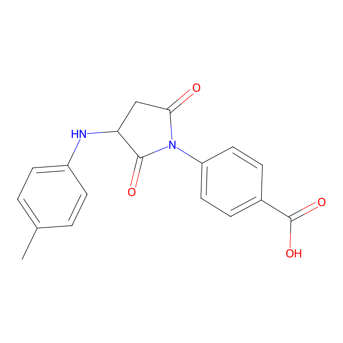 4-{3-[(4-Methylphenyl)amino]-2,5-dioxopyrrolidin-1-yl}benzoic acid molecular structure, CAS 474377-69-0