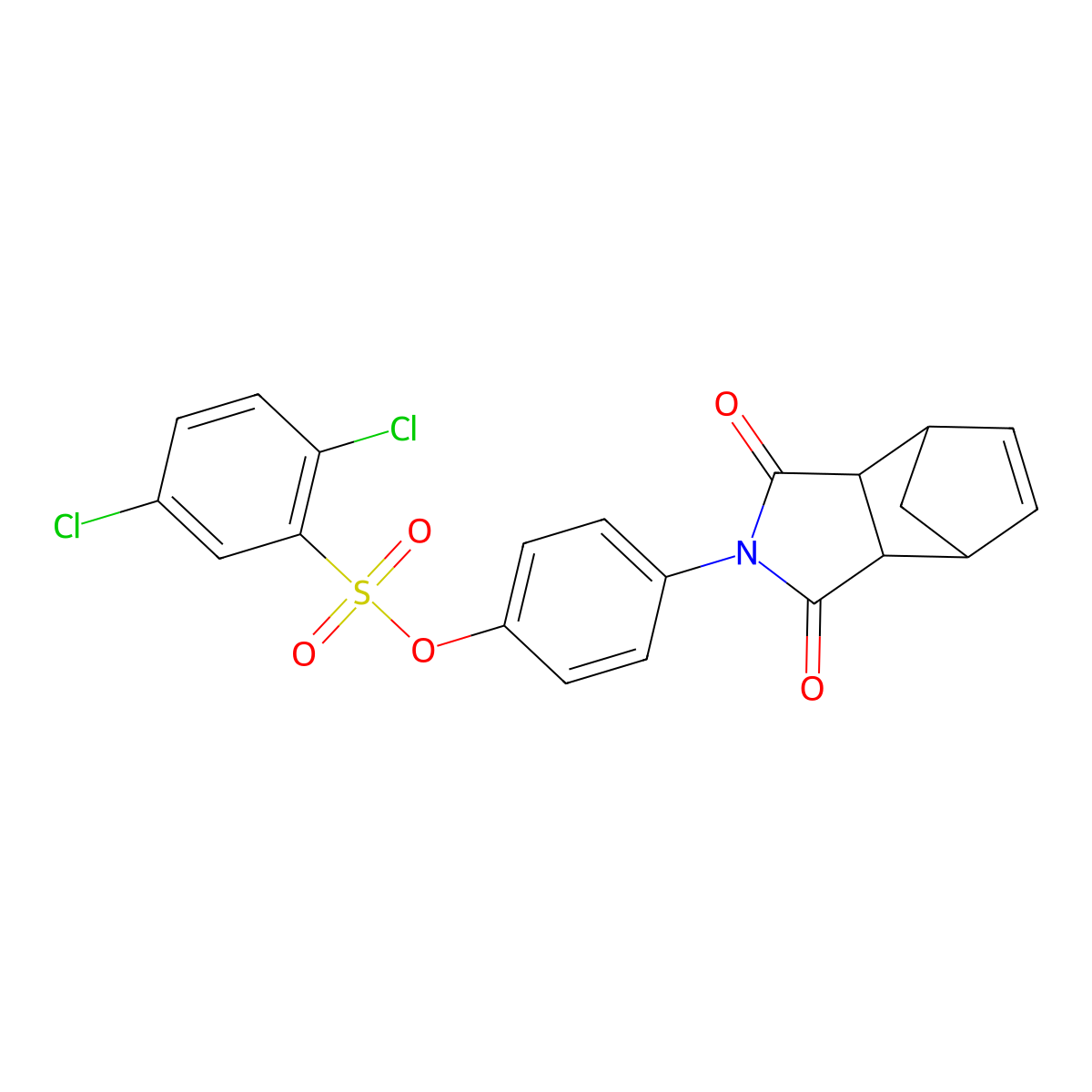 4-(1,3-dioxo-1,3,3a,4,7,7a-hexahydro-2H-4,7-methanoisoindol-2-yl)phenyl 2,5-dichlorobenzenesulfonate molecular structure, CAS 474377-85-0