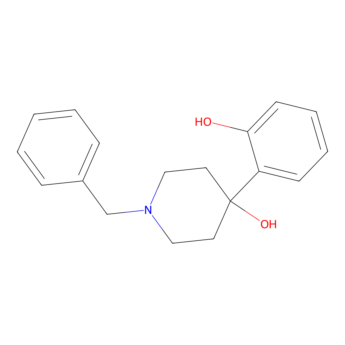 1-Benzyl-4-(2-hydroxyphenyl)piperidin-4-ol molecular structure, CAS 474396-94-6