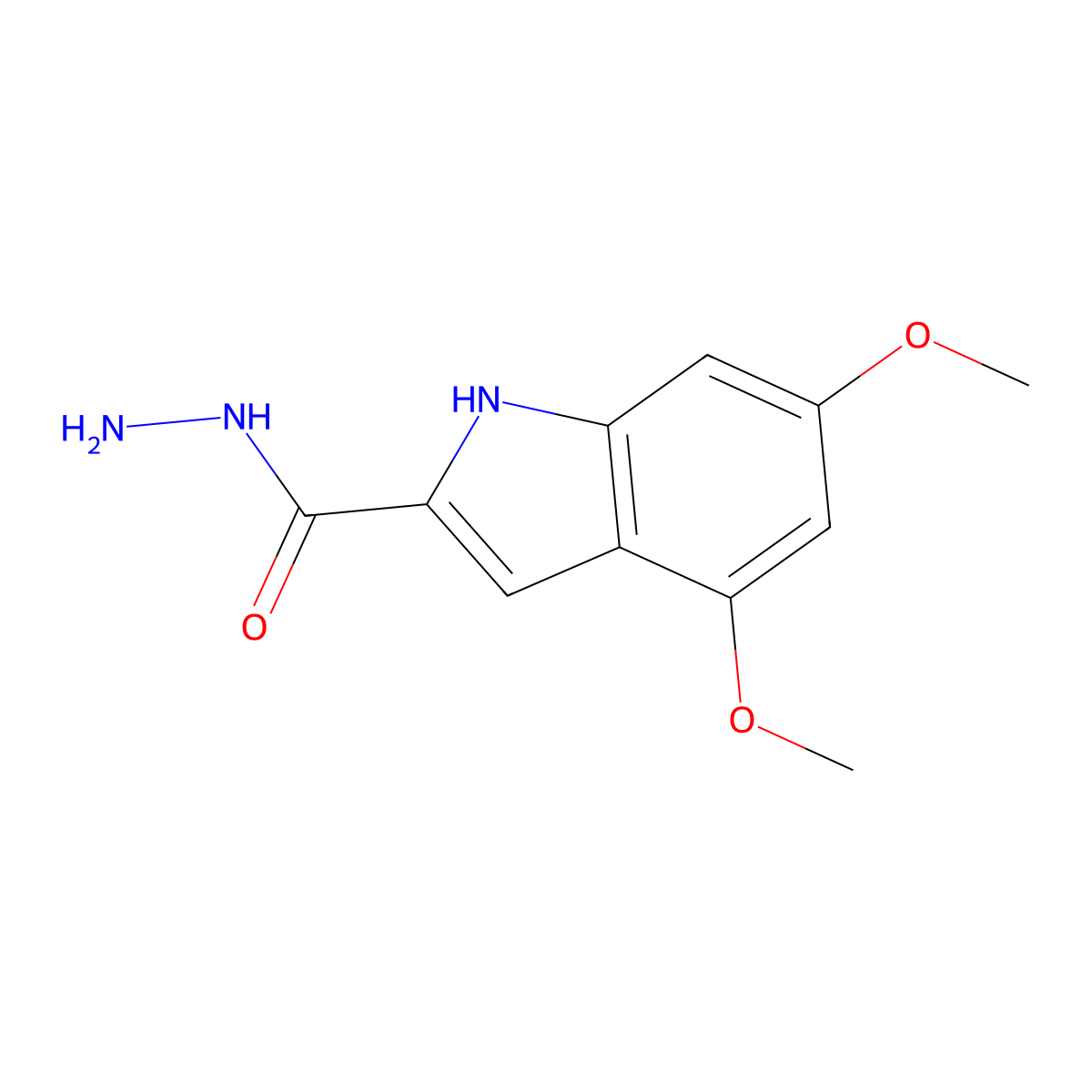 4,6-dimethoxy-1H-indole-2-carbohydrazide molecular structure, CAS 474398-80-6
